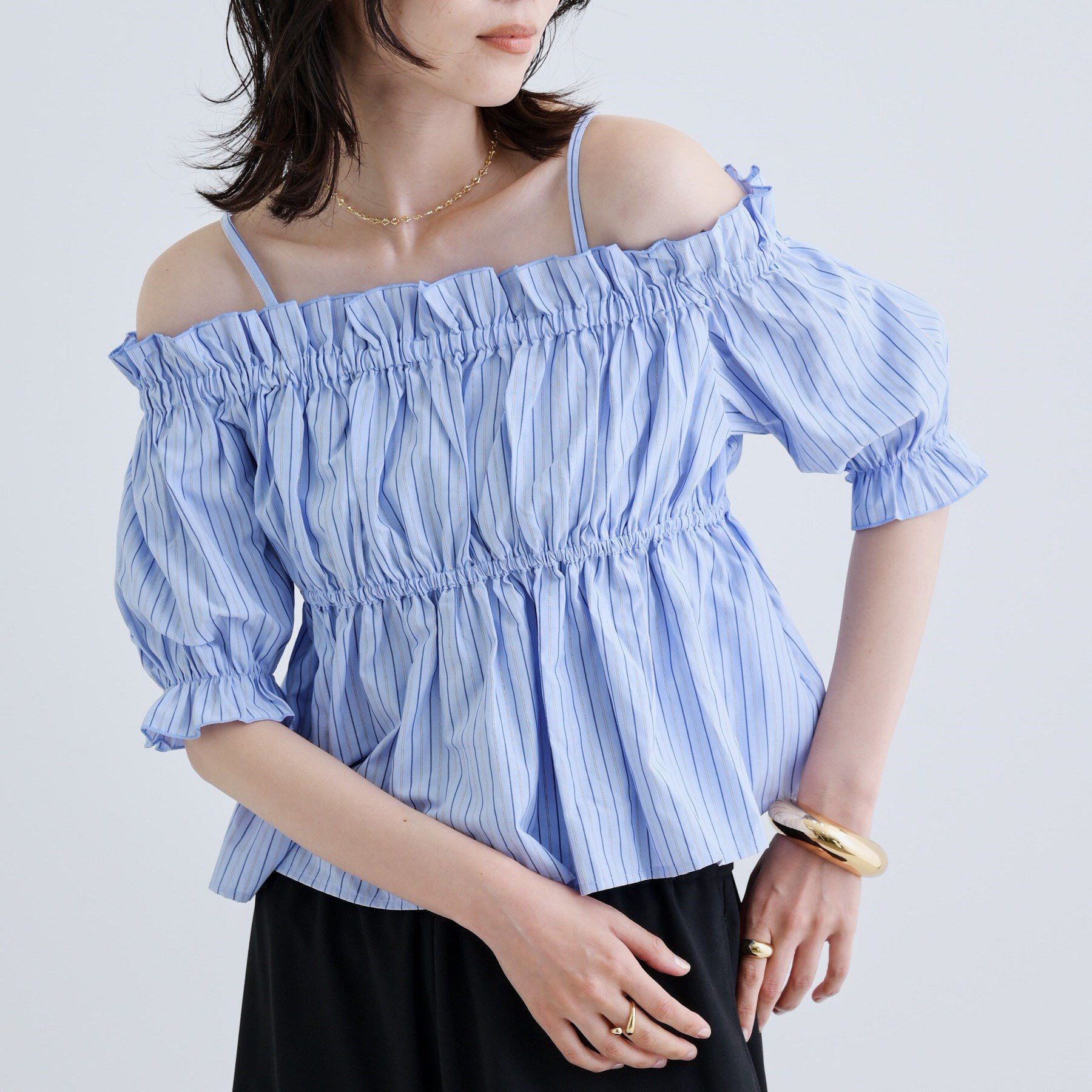 GALLEST「【一部店舗限定】オフショルシャーリングブラウス」|シャツ・ブラウス|