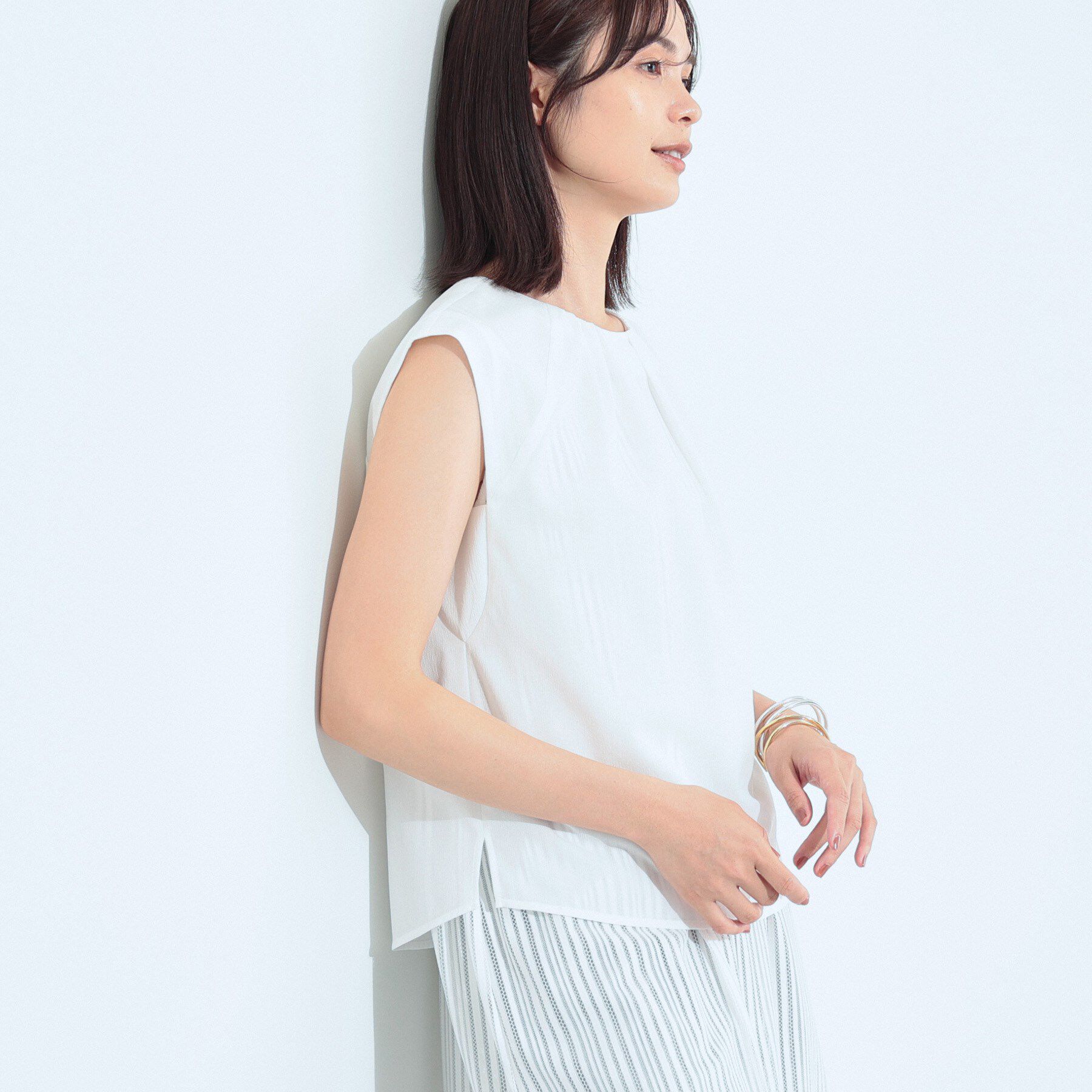 INDIVI「【クールエアー素材／UVケア／吸汗速乾】エアリータックブラウス」|シャツ・ブラウス|