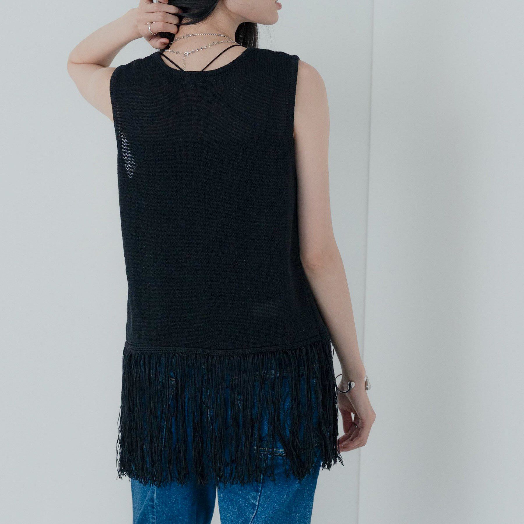 GALLEST「スリーブレスフリンジニット」|ニット・セーター|