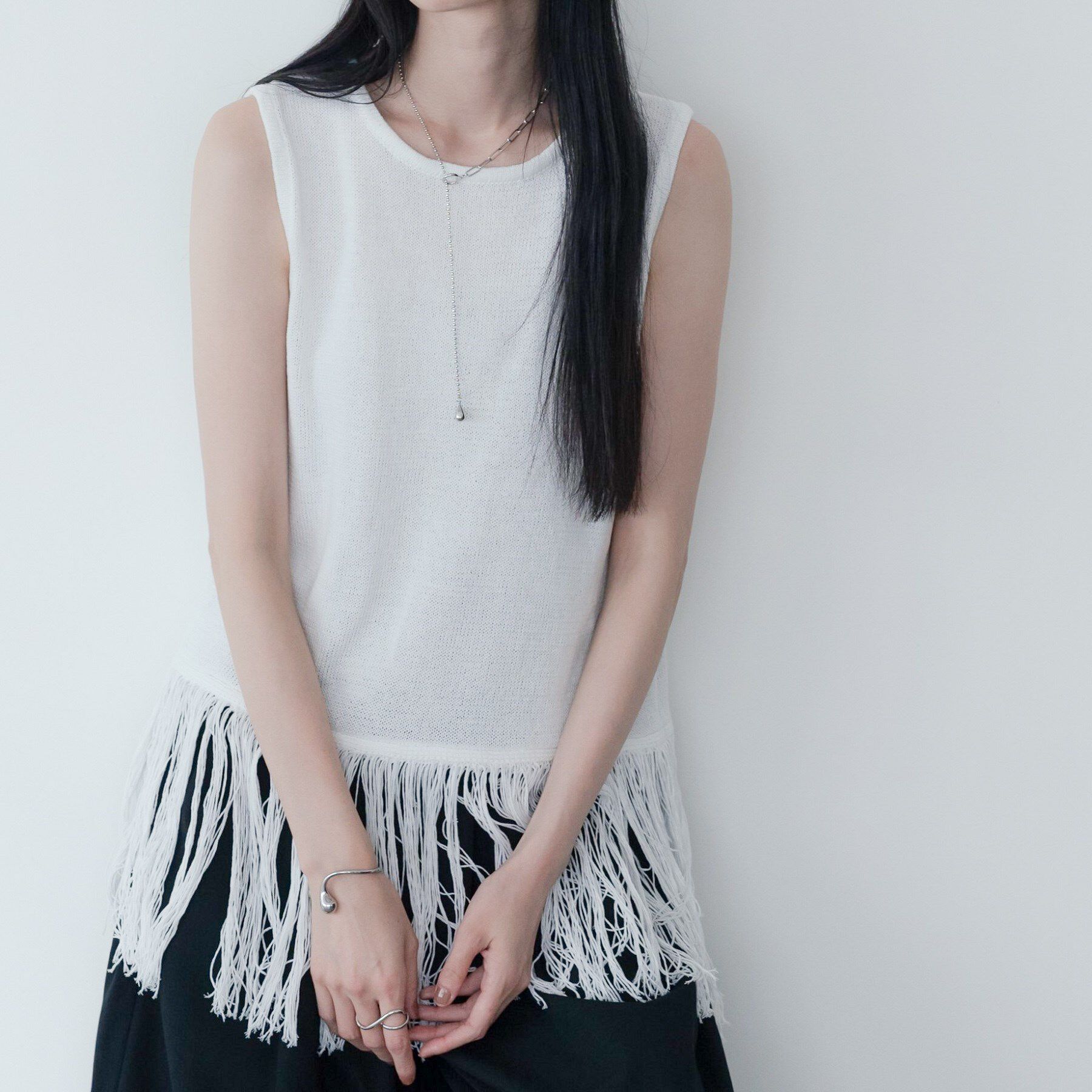 GALLEST「スリーブレスフリンジニット」|ニット・セーター|