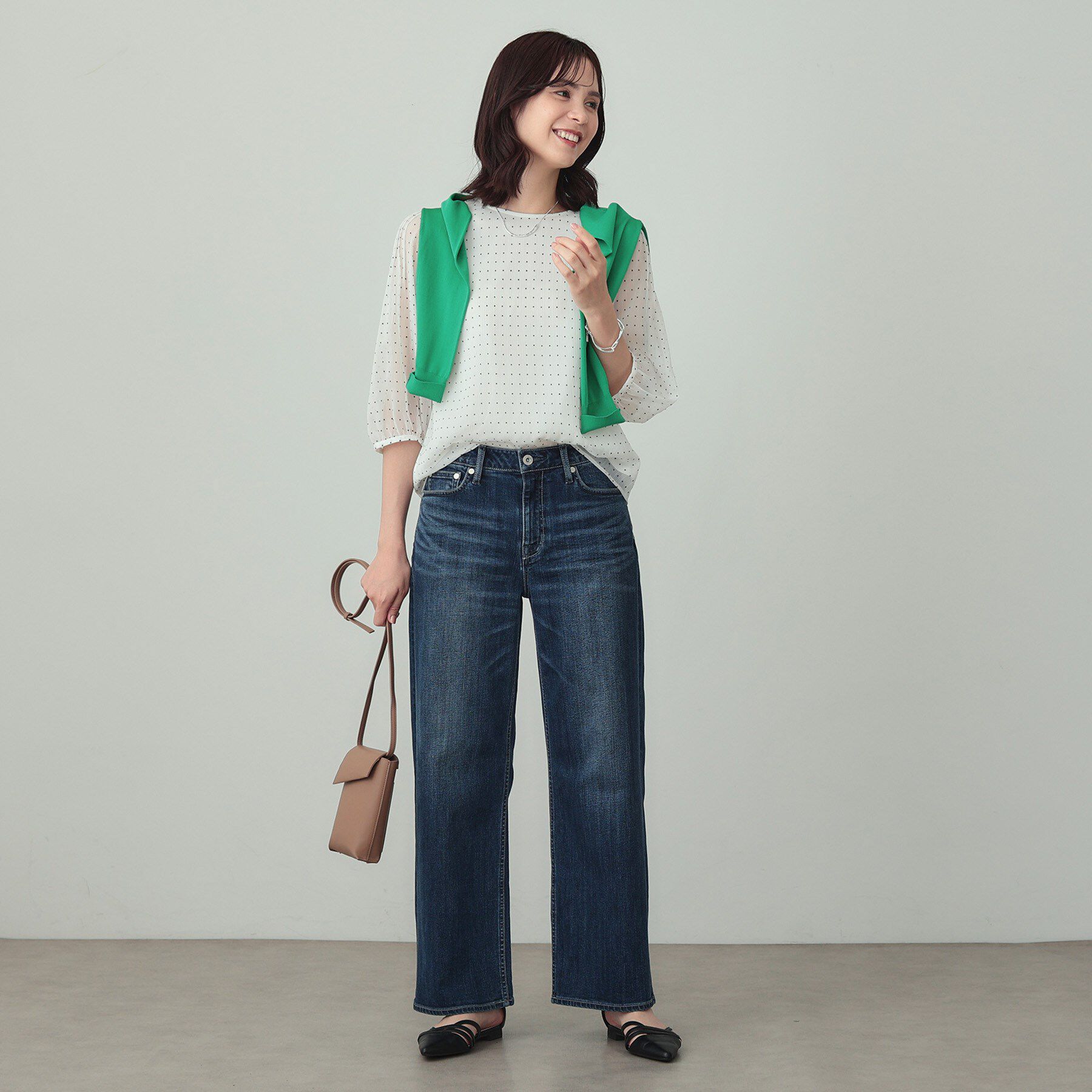 INDIVI「フロッキードットブラウス」|シャツ・ブラウス|