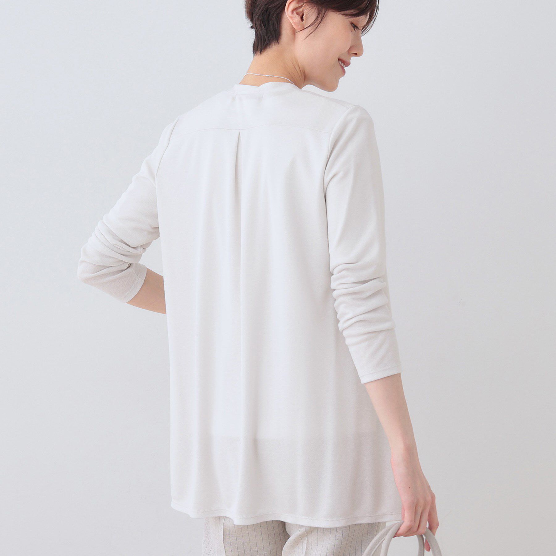 INDIVI「【洗える】着流しジャージカーディガン」|カーディガン|