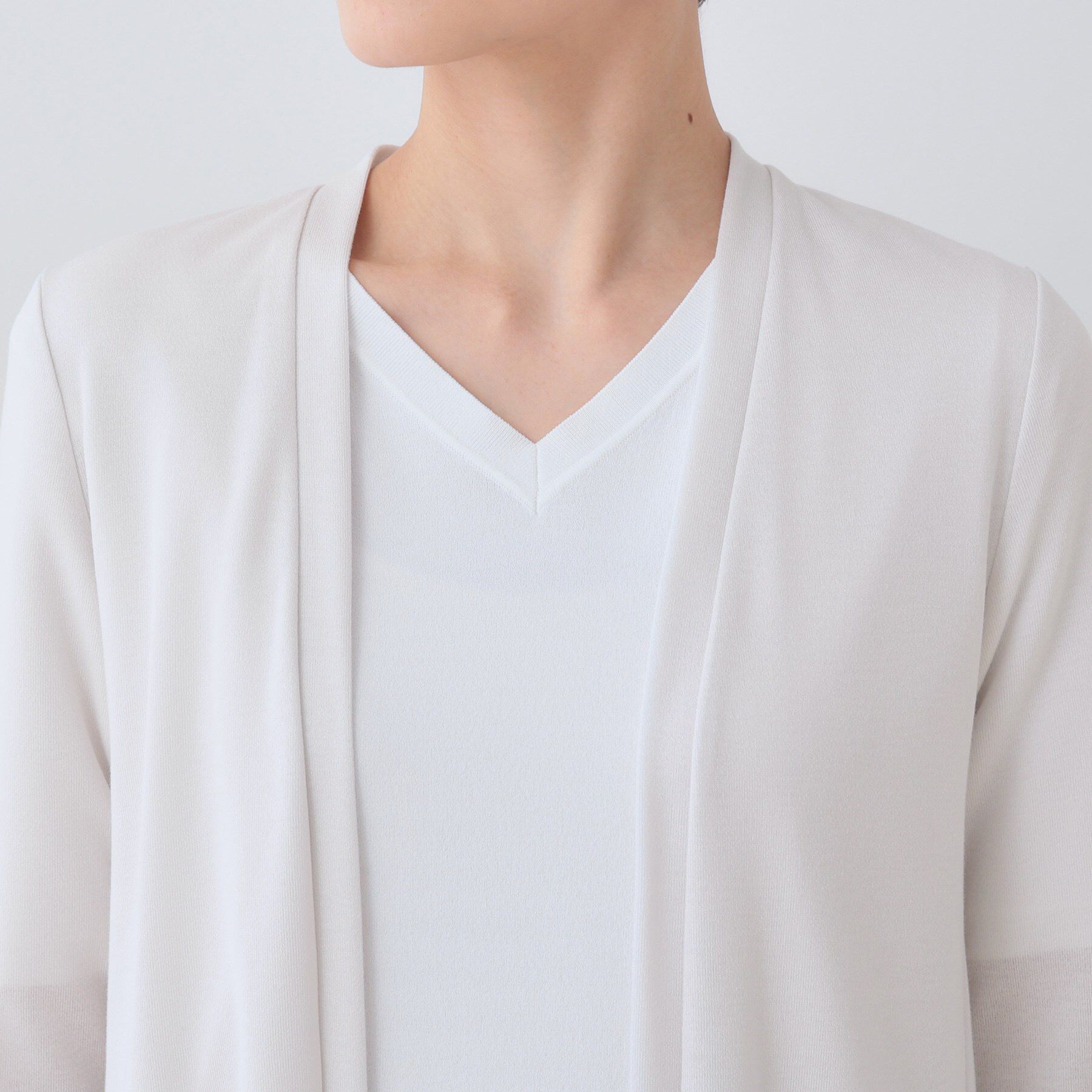 INDIVI「【洗える】着流しジャージカーディガン」|カーディガン|