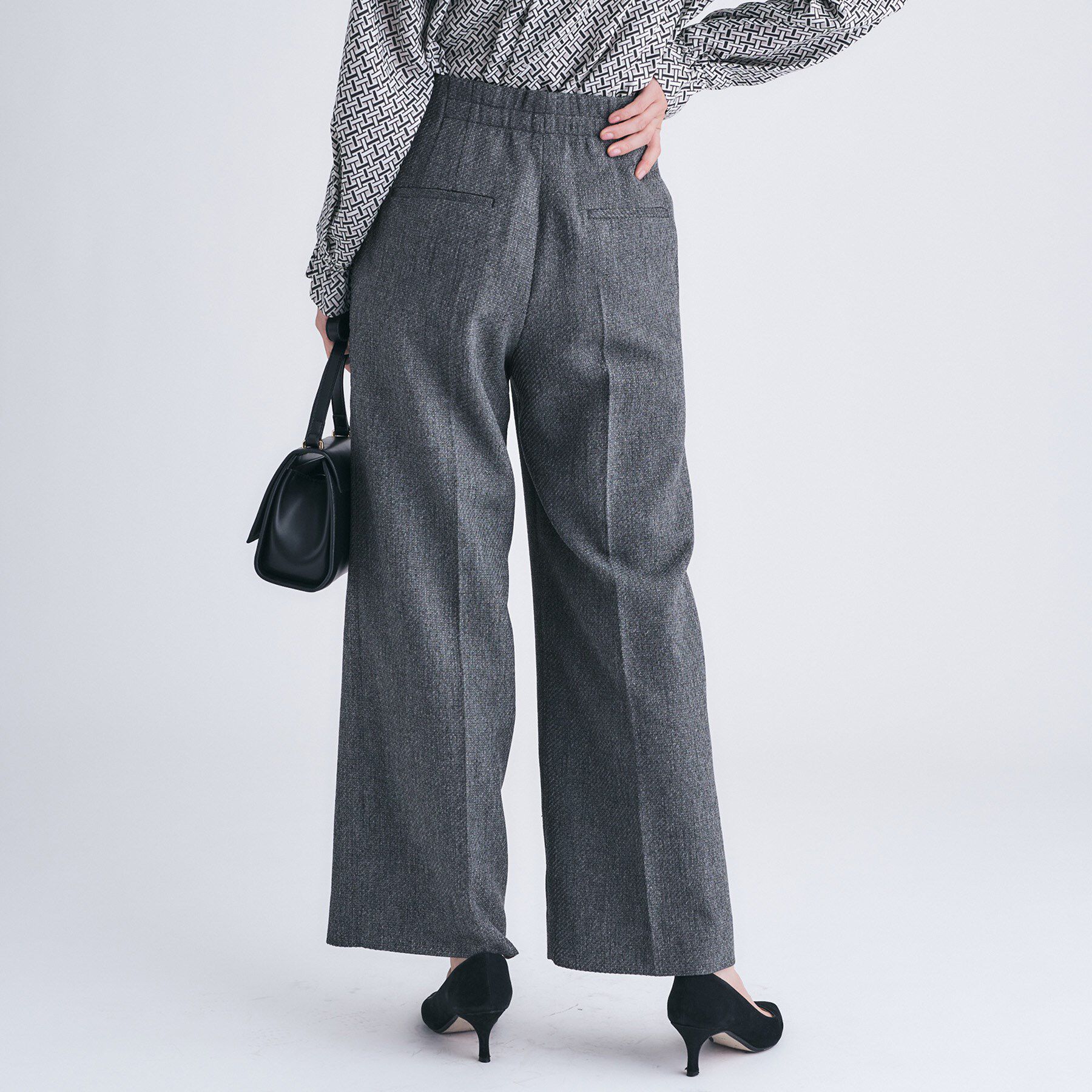 INDIVI「【褒められパンツ/ウール調素材】ラメ混ワイドパンツ」|その他|