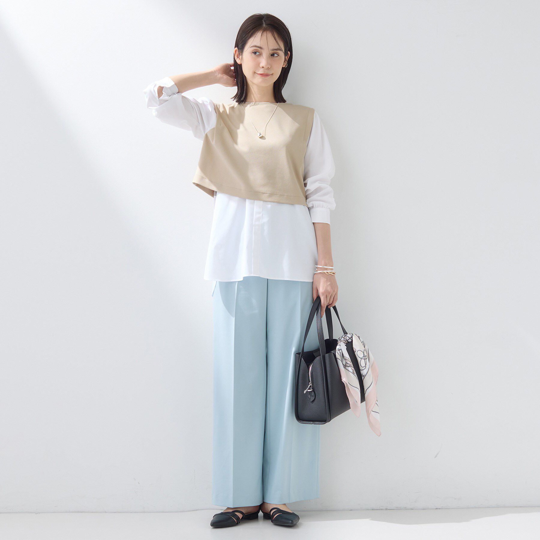 INDIVI「【洗える／UVケア】レイヤード風デザイントップス」|Tシャツ・カットソー|