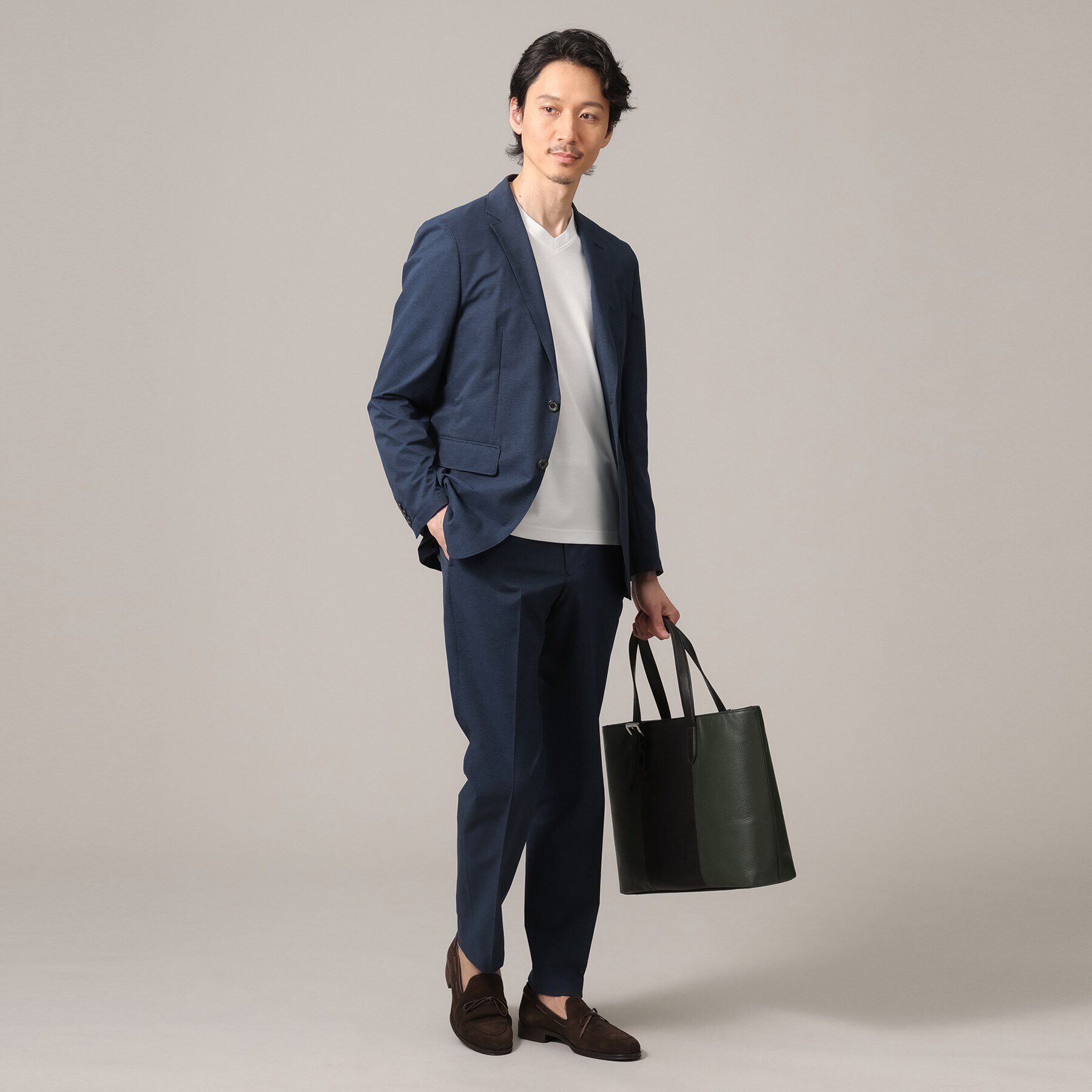 TAKEO KIKUCHI「【抗菌防臭】ジャケットインナー 半袖 Vカットソー」|Tシャツ・カットソー|