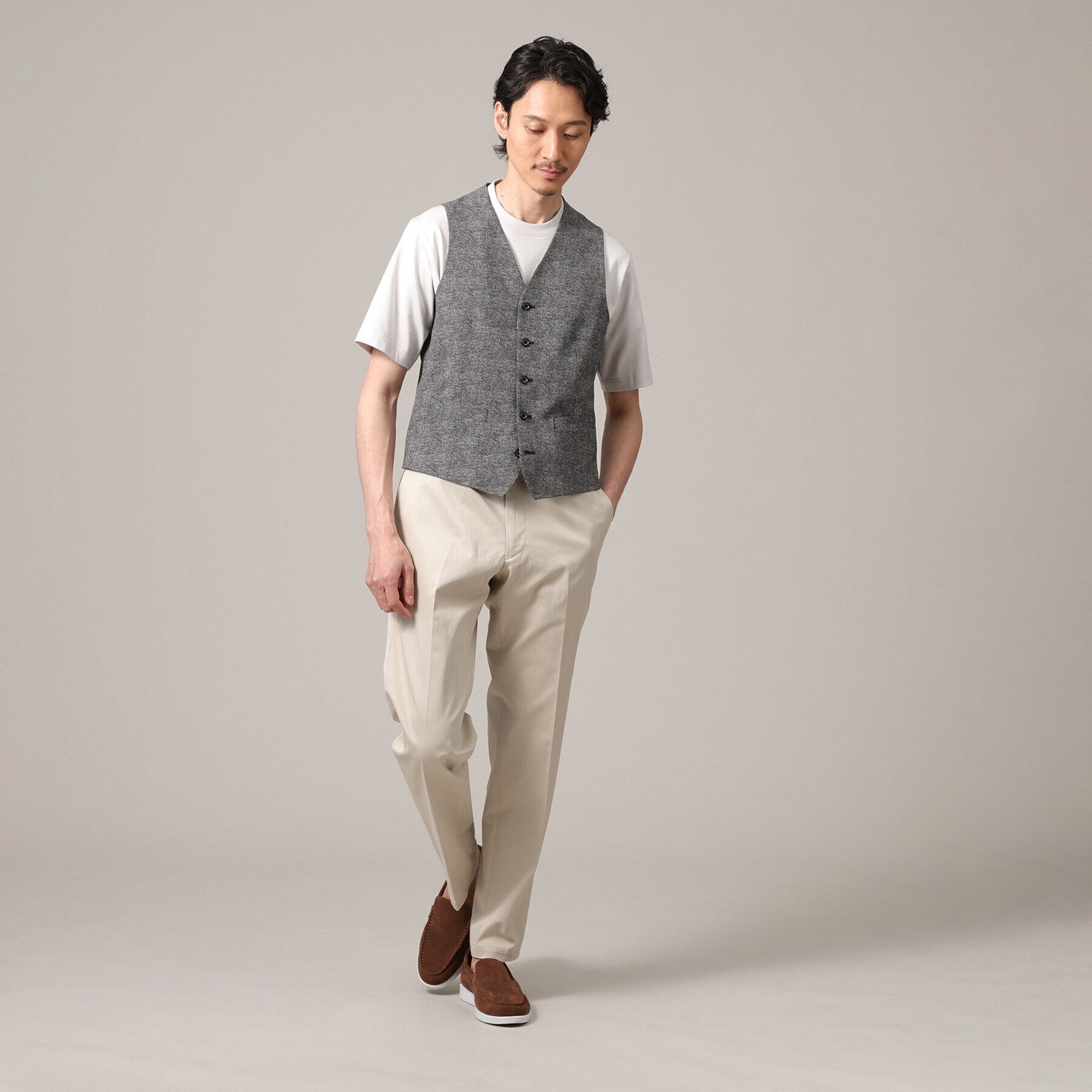 TAKEO KIKUCHI「【抗菌防臭／3ピース対応】COOL DOTS（R）ドビープリント ベスト」|ベスト・ジレ|