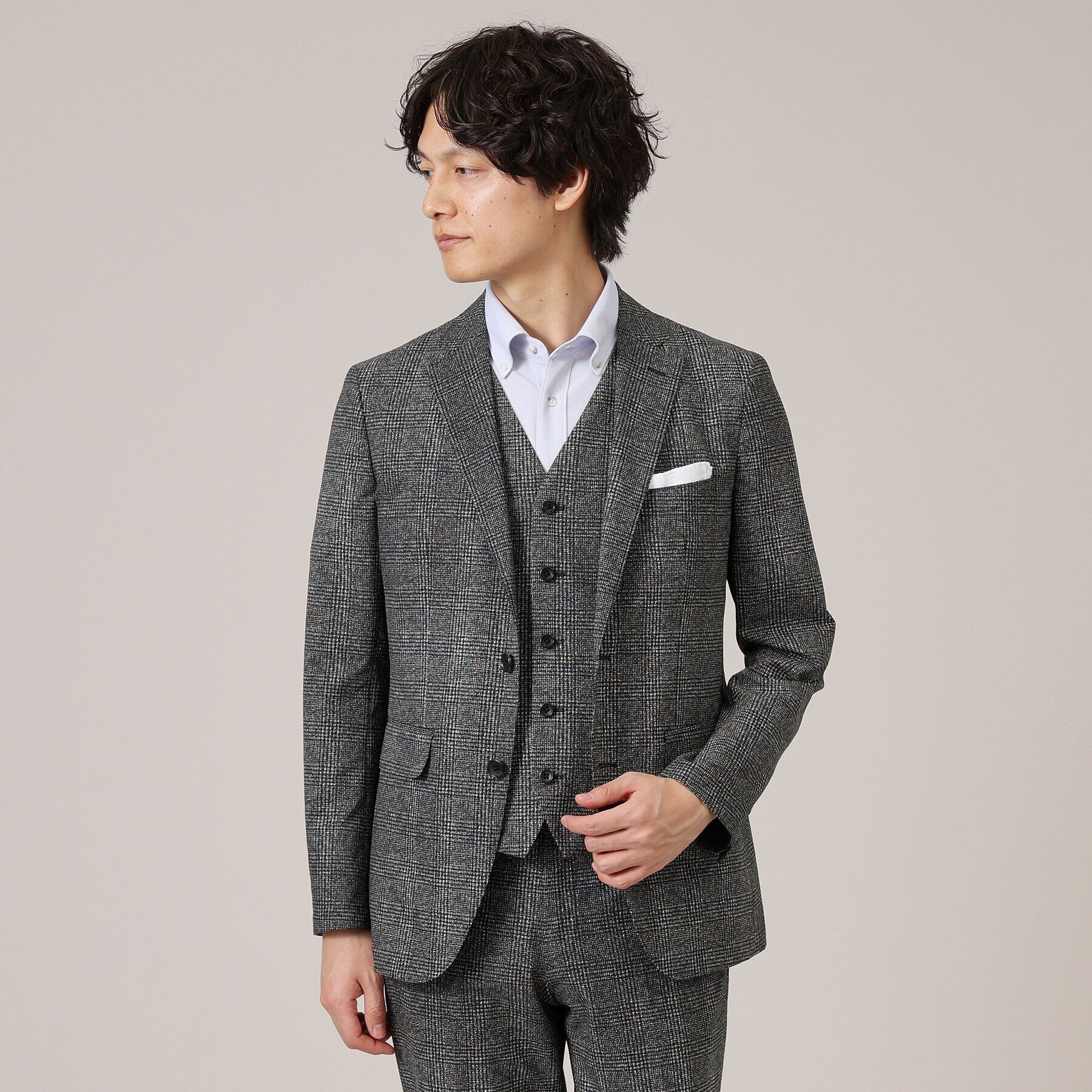 TAKEO KIKUCHI「【抗菌防臭】COOL DOTS（R）グレンチェック ジャケット」|テーラードジャケット|