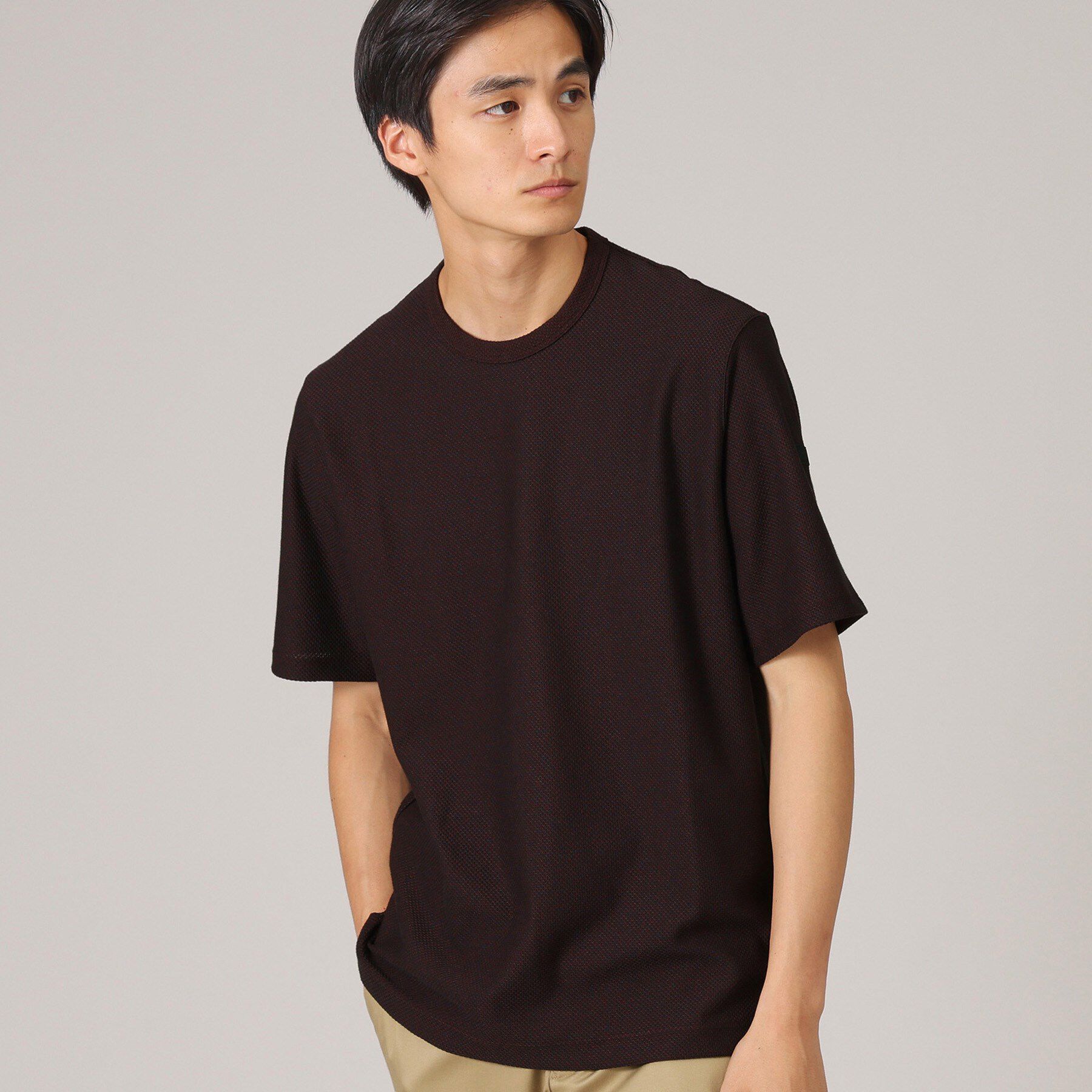 TAKEO KIKUCHI「【尾州織/Made in JAPAN】メランジ Tシャツ」|Tシャツ・カットソー|ボルドー(064)