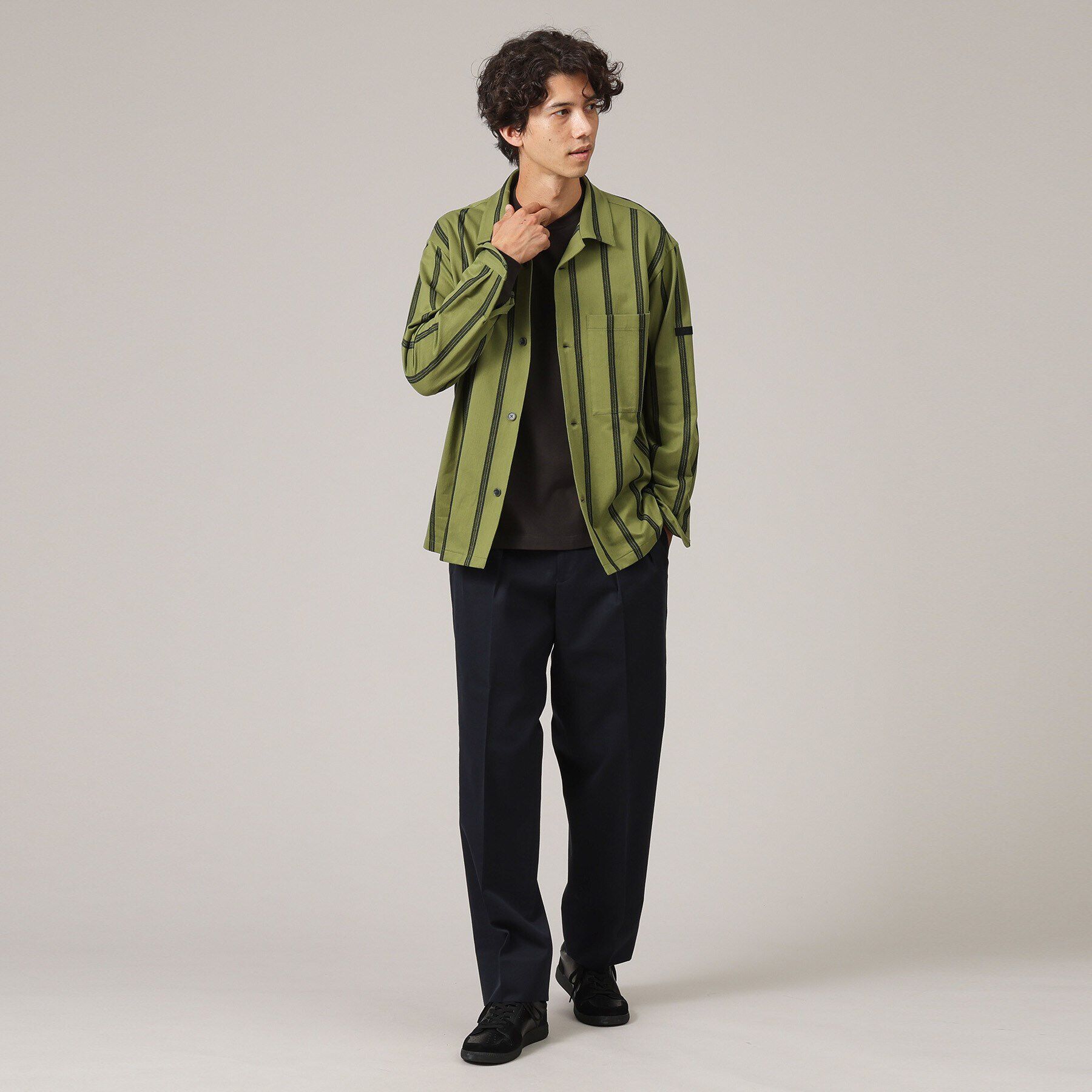 TAKEO KIKUCHI「カラミ ストライプ ジャージー シャツ」|シャツ・ブラウス|