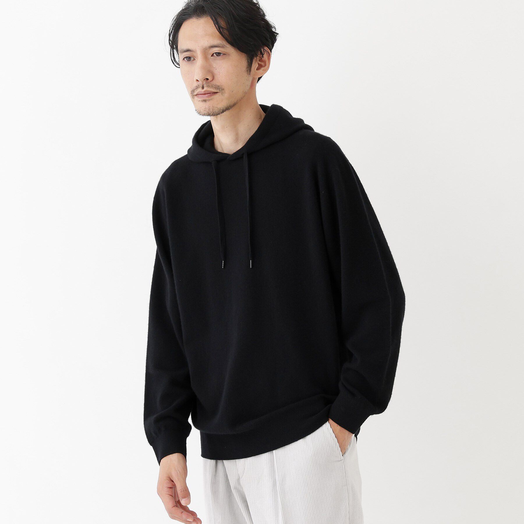 TAKEO KIKUCHI「【THE FLAGSHIP】ウルグアイメリノ ニット フーディ」|パーカー|ﾌﾞﾗｯｸ(019)