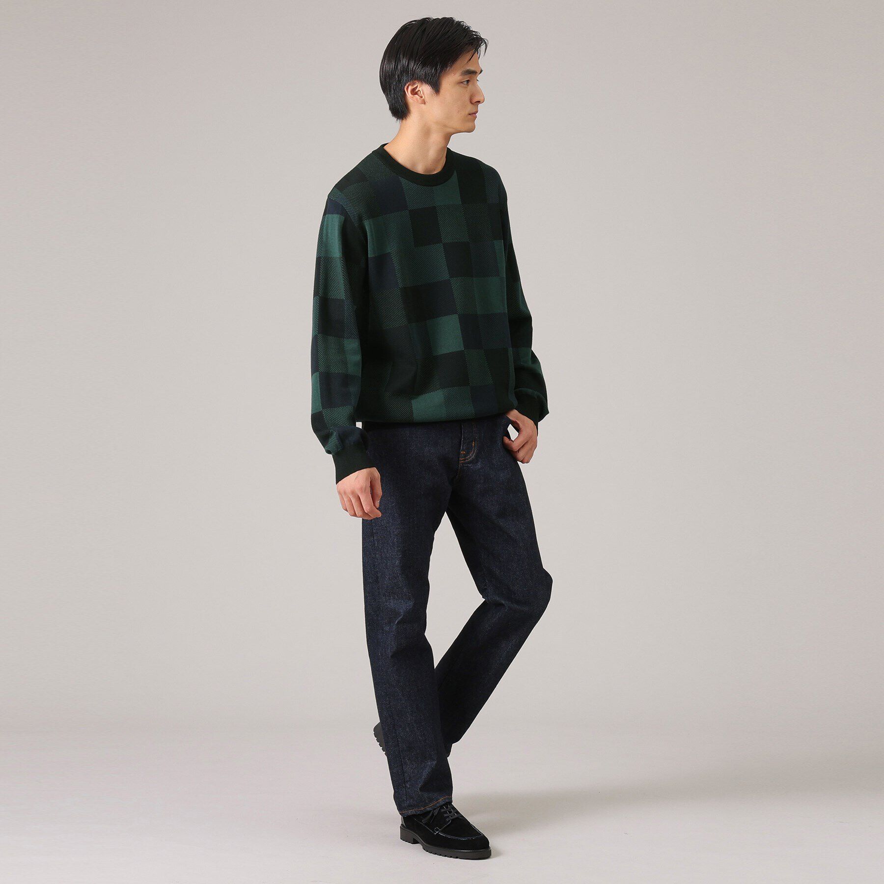 TAKEO KIKUCHI「チェック柄 プルオーバー ニット」|ニット・セーター|