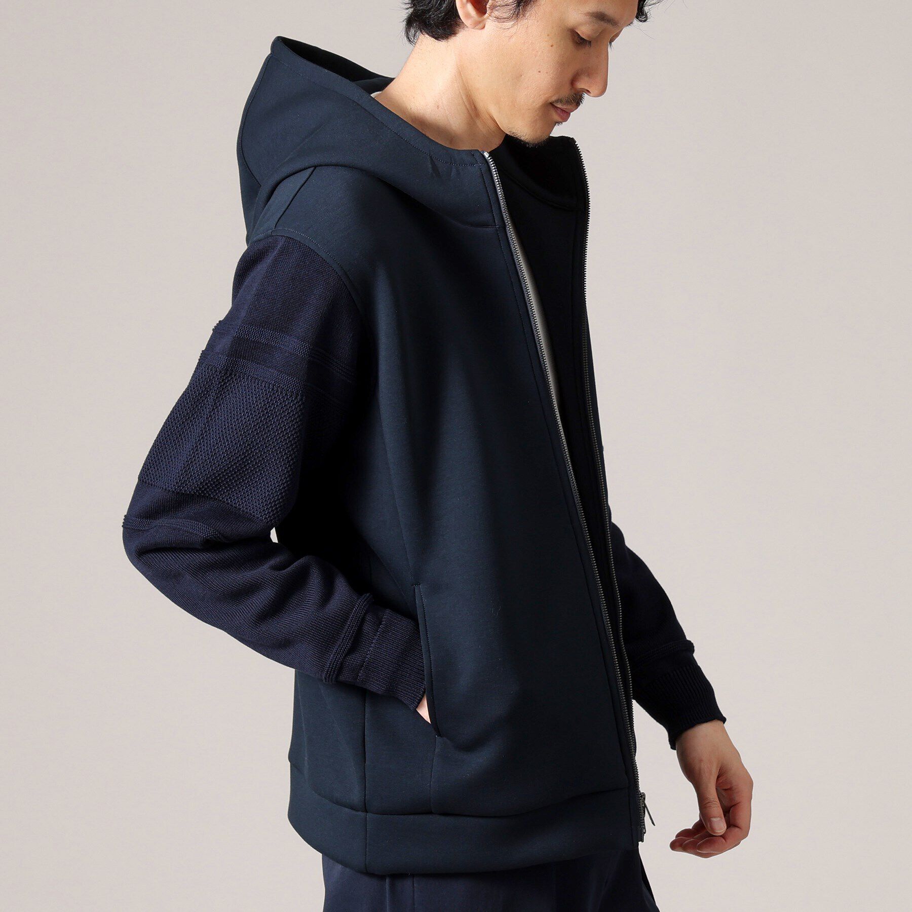 TAKEO KIKUCHI「【Made in JAPAN】ニットスリーブ ジップアップ パーカ」|パーカー|