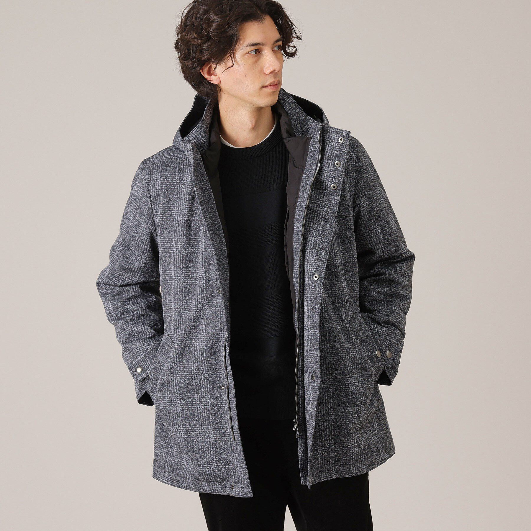 TAKEO KIKUCHI「【3WAY】ジャカード グレンチェック ダウンライナー ブルゾン」|ブルゾン・スタジャン|