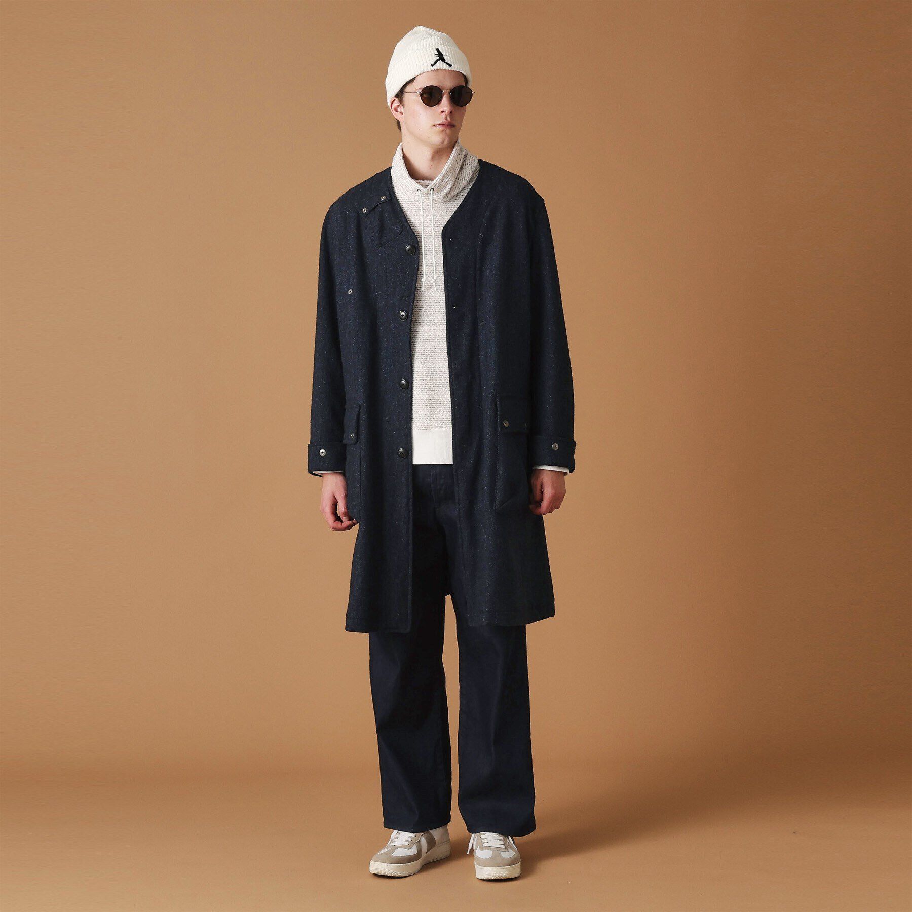 40CARATS&525「ウールヘリンボン ノーカラーコート」|ノーカラーコート|