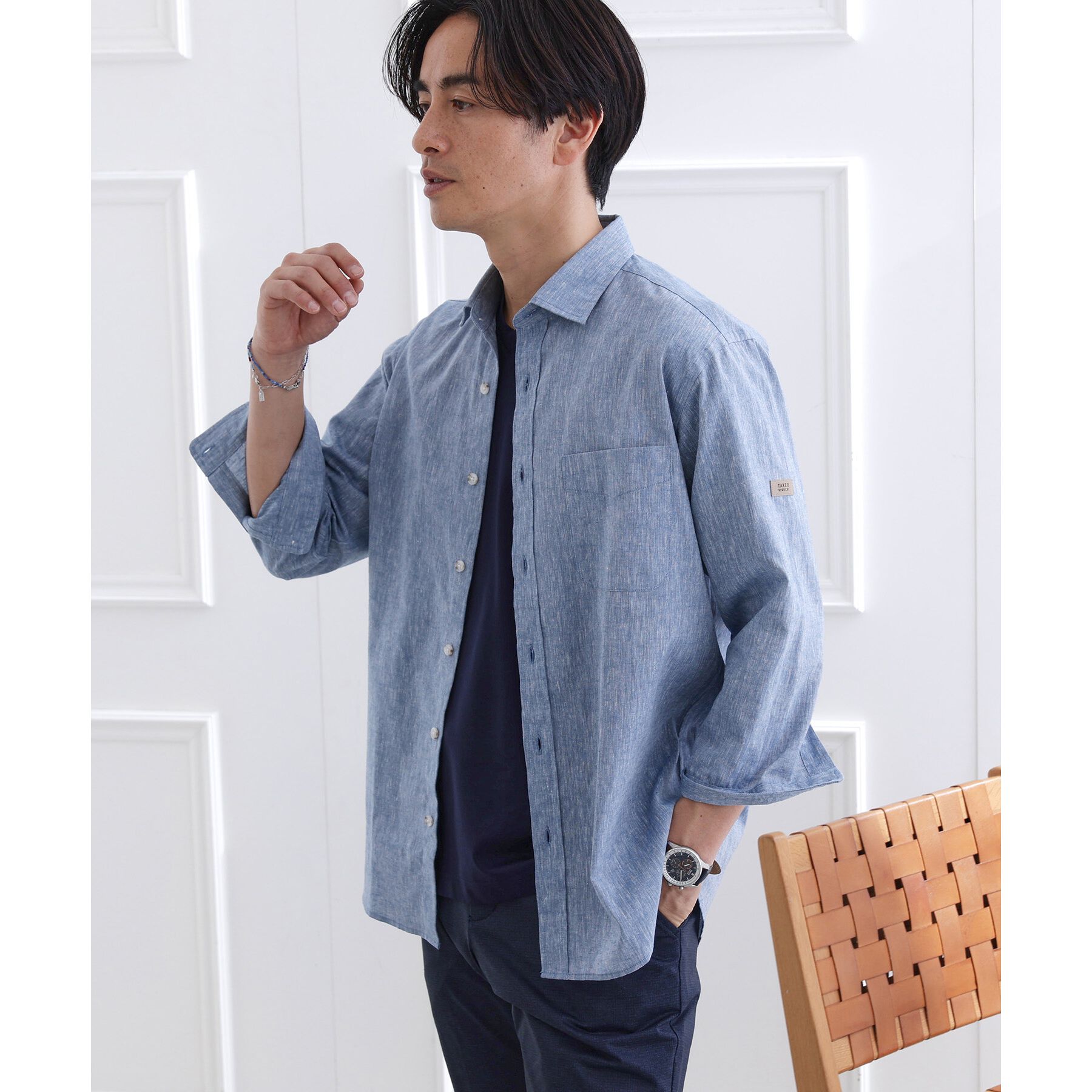 TAKEO KIKUCHI「ハイブリッド リネン 7分袖 シャツ」|シャツ・ブラウス|