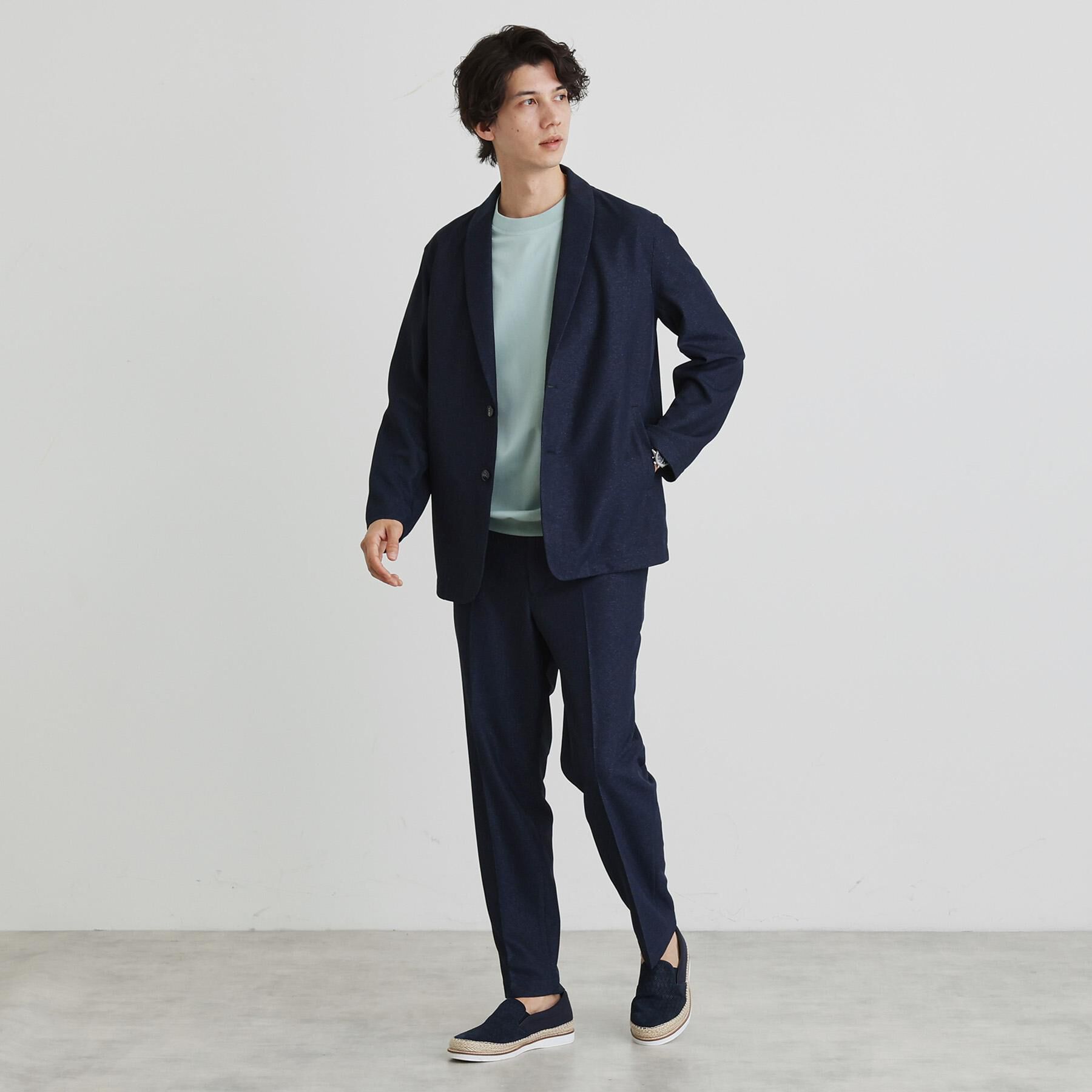 TAKEO KIKUCHI「【尾州織】後染め ドビーメッシュ ショール羽織り」|カーディガン|