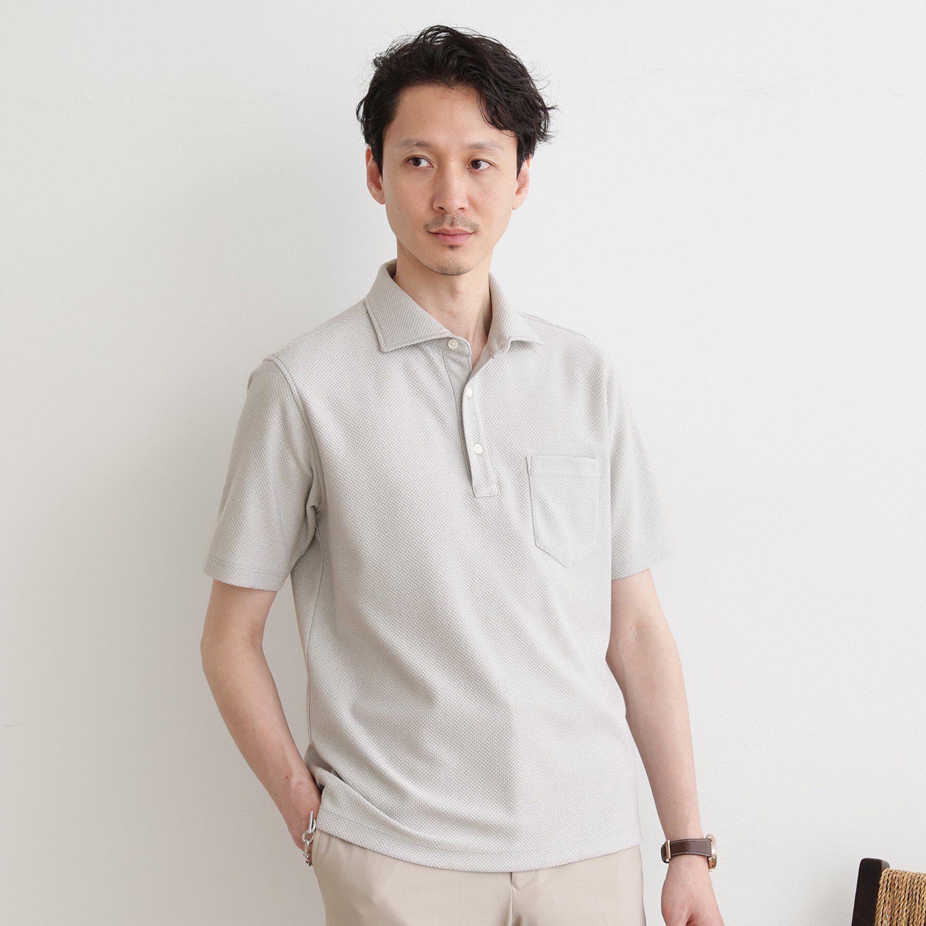 TAKEO KIKUCHI「【尾州織】メランジメッシュ ポロシャツ」|ポロシャツ|