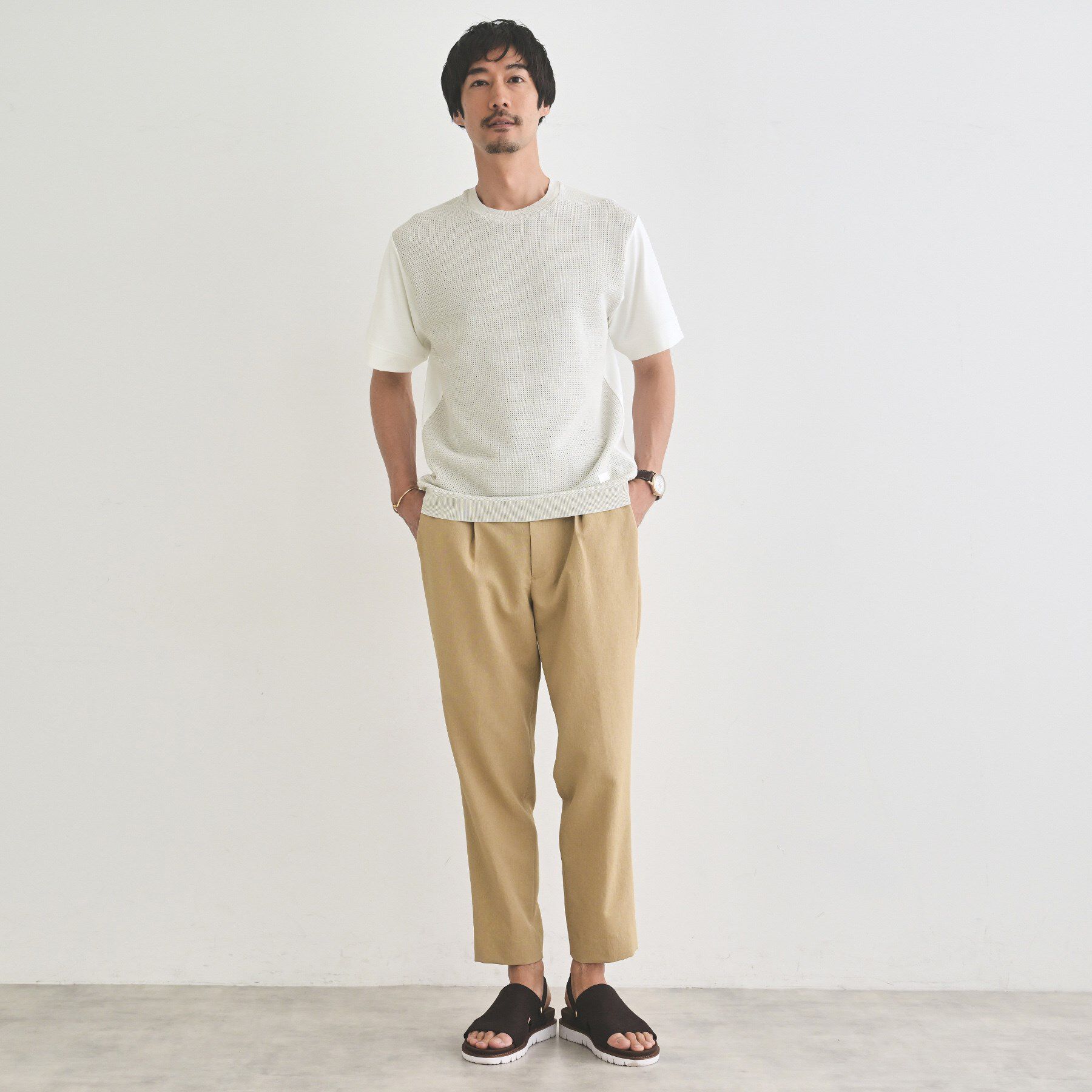 TAKEO KIKUCHI「テクスチャーニット コンビ カットソー」|Tシャツ・カットソー|