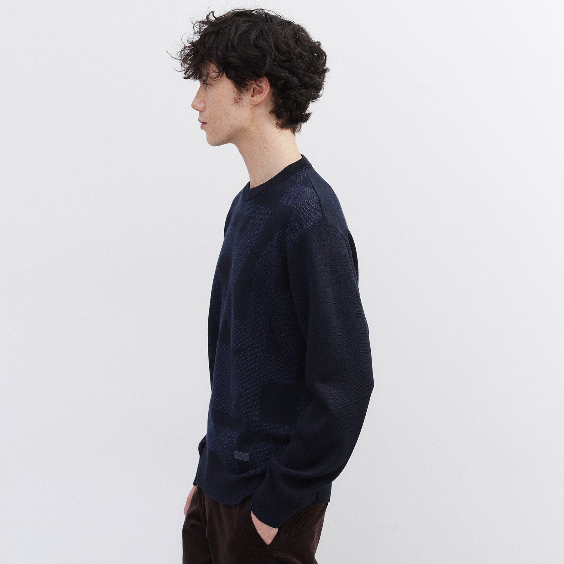 TAKEO KIKUCHI「【Made in JAPAN】ビッグチェック＆スライドパズル柄 ニット」|ニット・セーター|