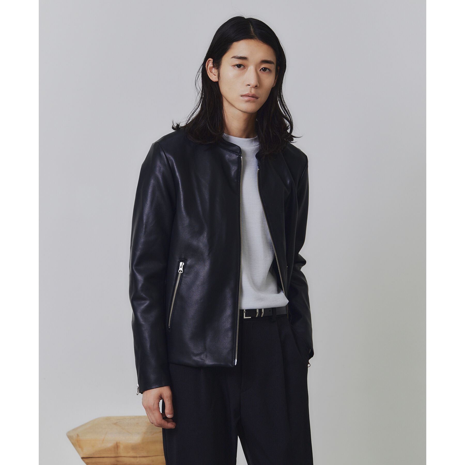 tk.TAKEO KIKUCHI「【WEB限定】シンセティックレザーシングルライダースジャケット」|ライダースジャケット|