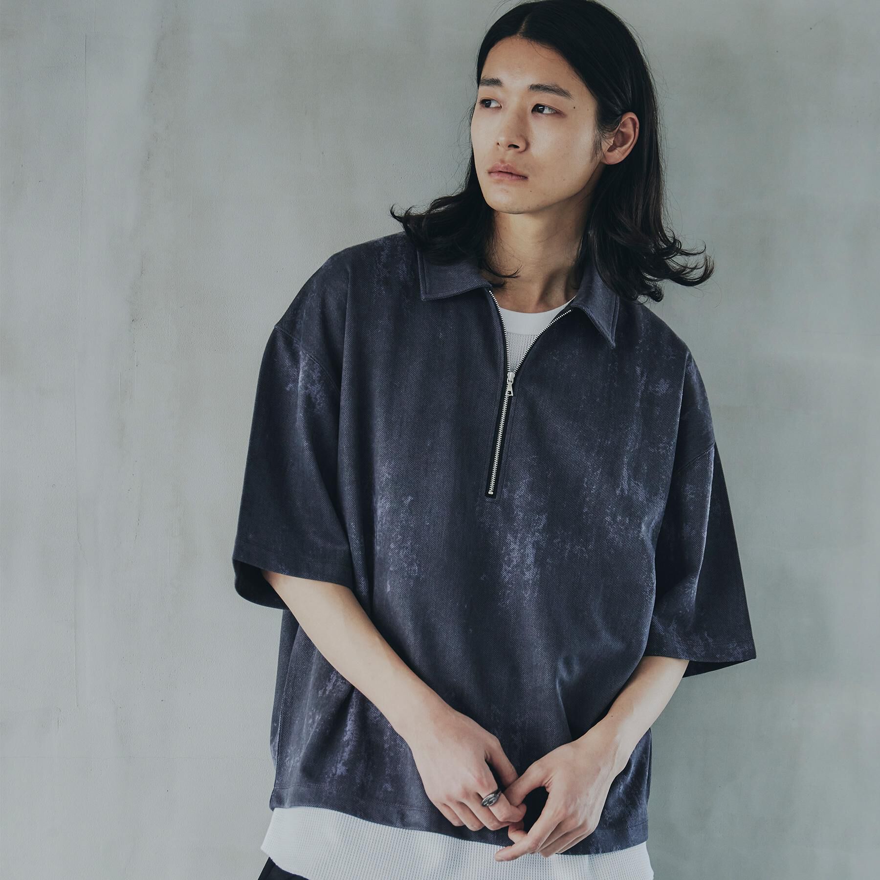 tk.TAKEO KIKUCHI「ヴィンテージライクハーフジップポロシャツ」|ポロシャツ|