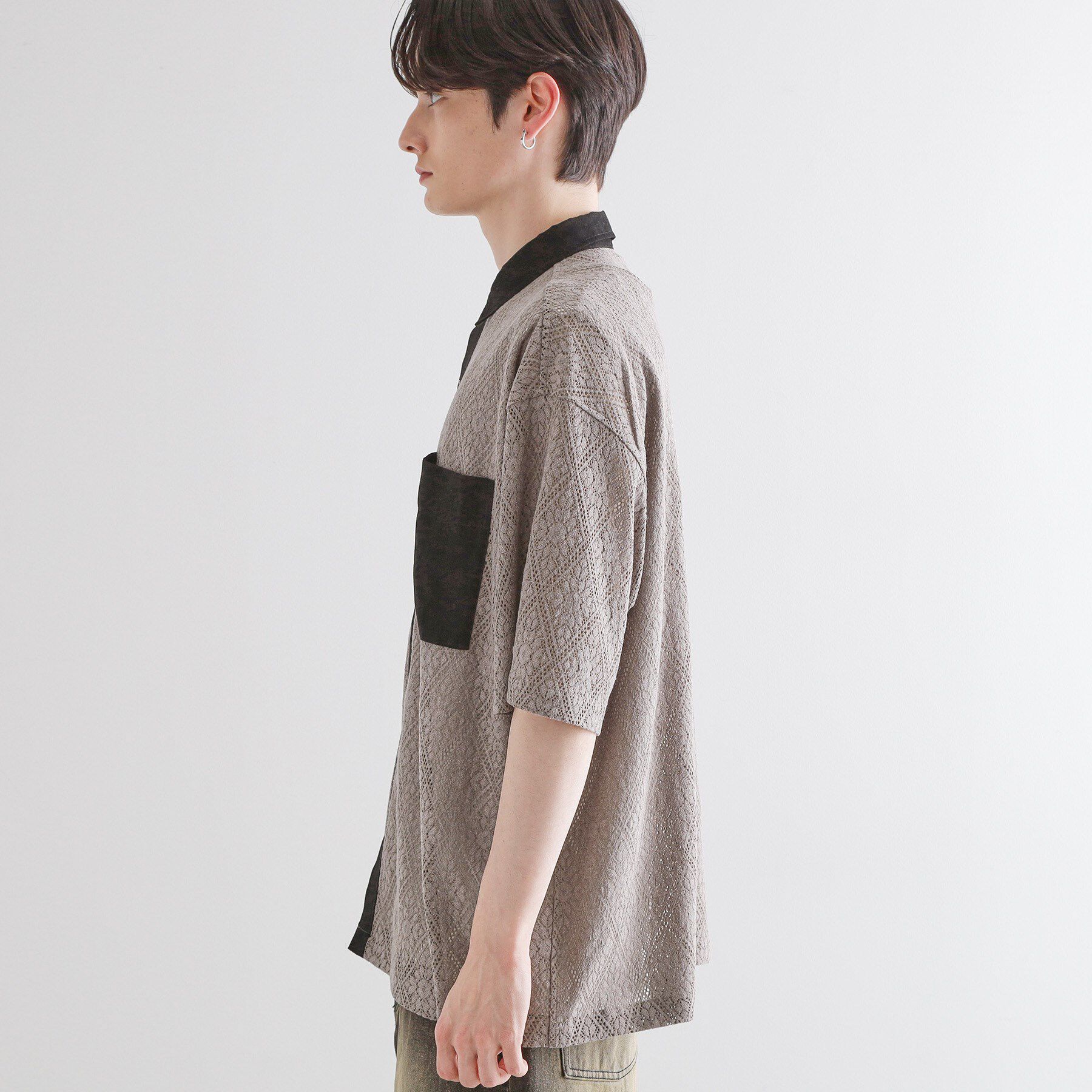 tk.TAKEO KIKUCHI「サマースエードコンビレースシャツ」|シャツ・ブラウス|