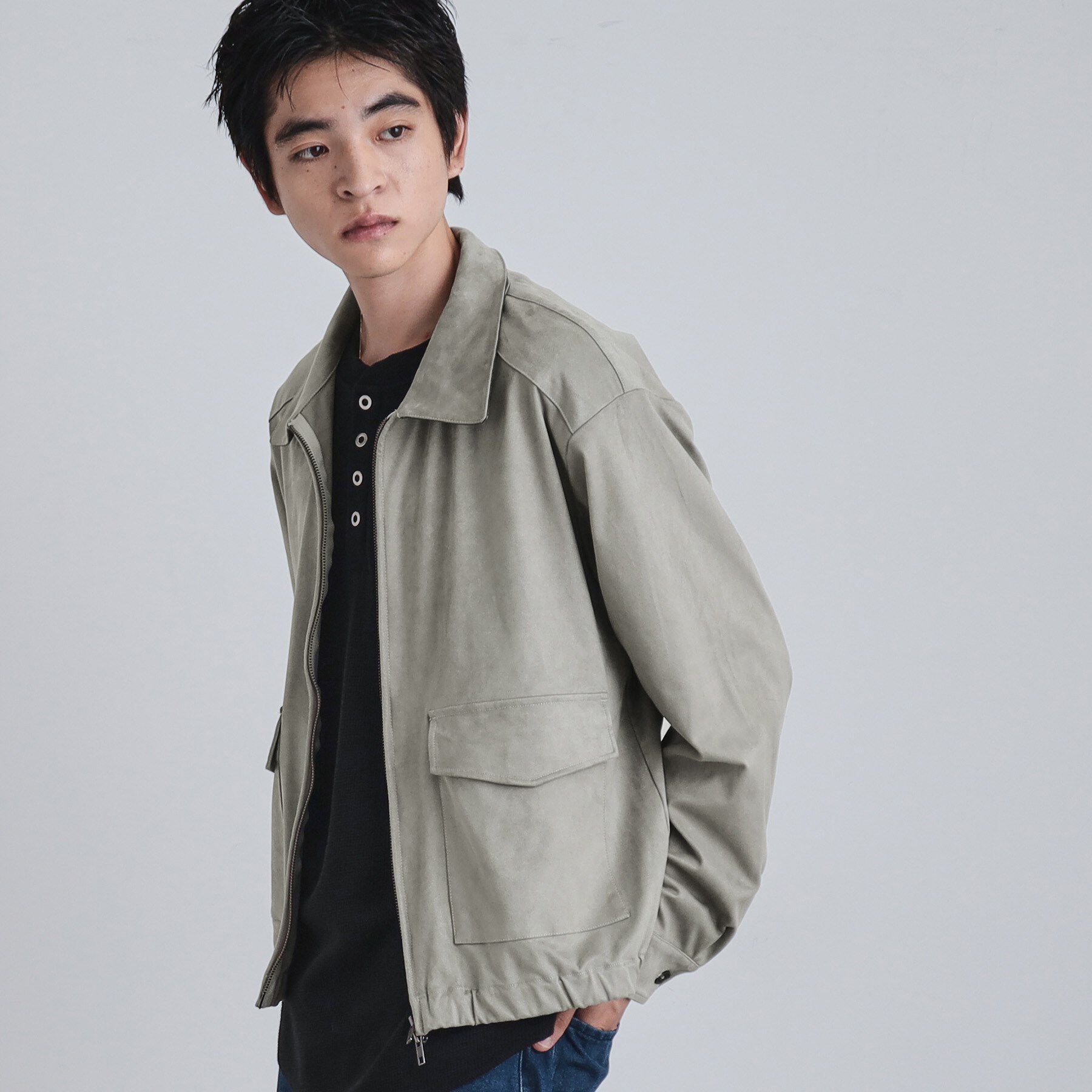 tk.TAKEO KIKUCHI「フェイクスエードシャツアウター」|ブルゾン・スタジャン|