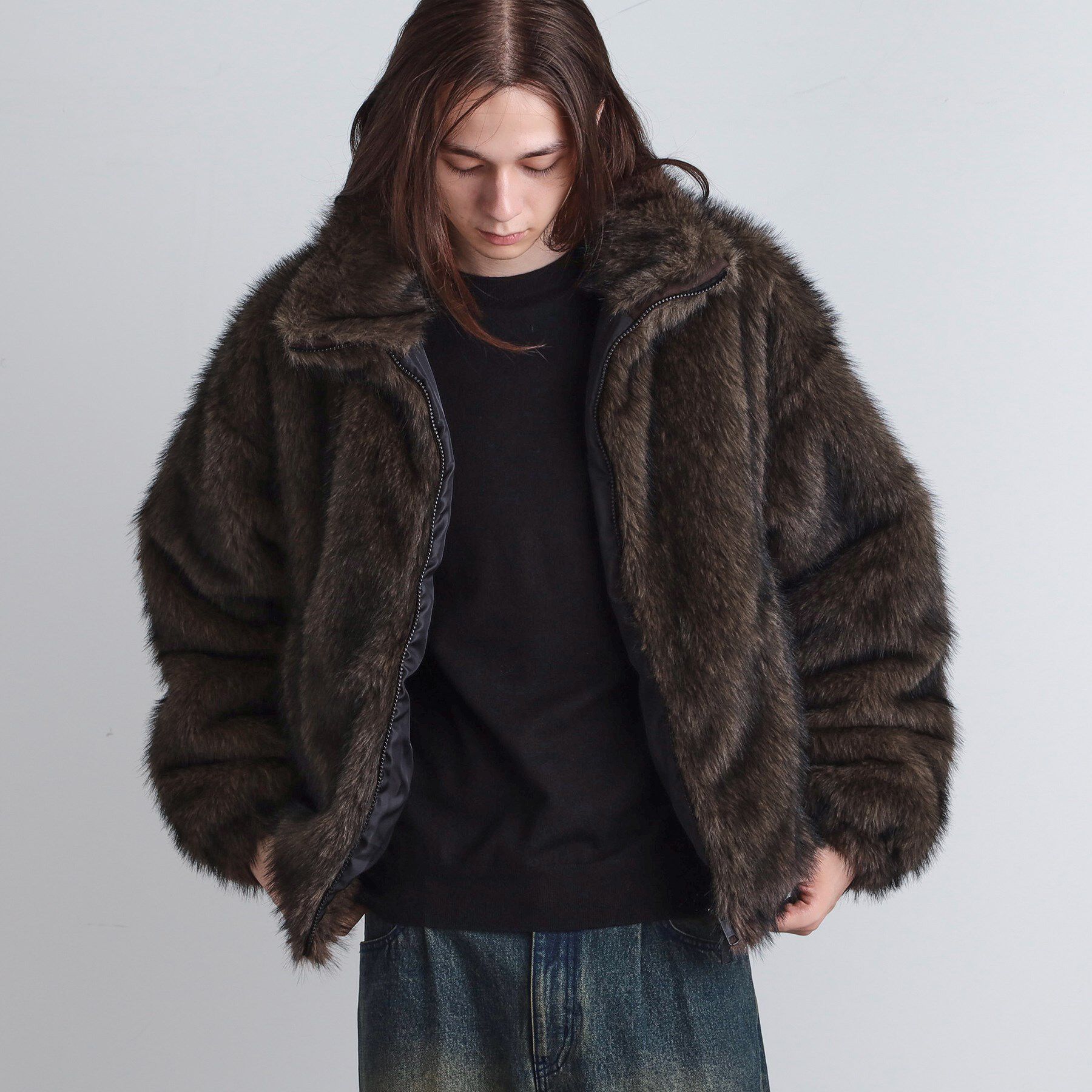 tk.TAKEO KIKUCHI「ミックスフェイクファーブルゾン」|ブルゾン・スタジャン|トープ(054)