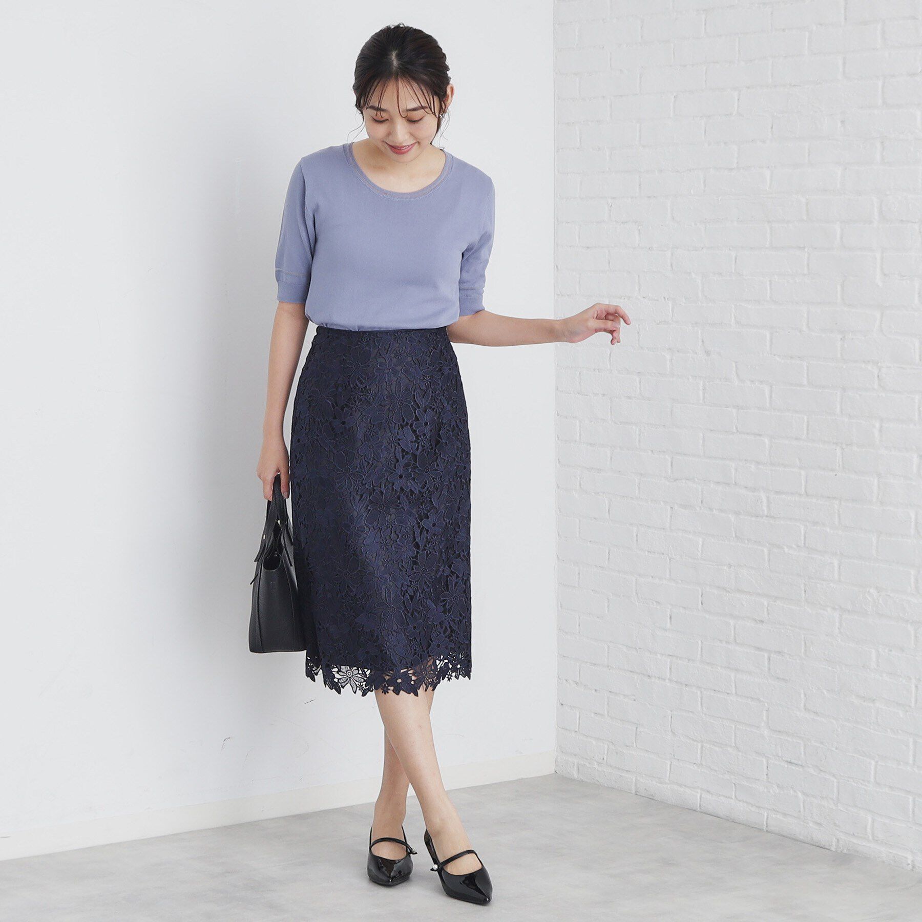 index「シアーラインデザインクルーネックニット/アンサンブル対応【洗濯機洗い可】」|ニット・セーター|