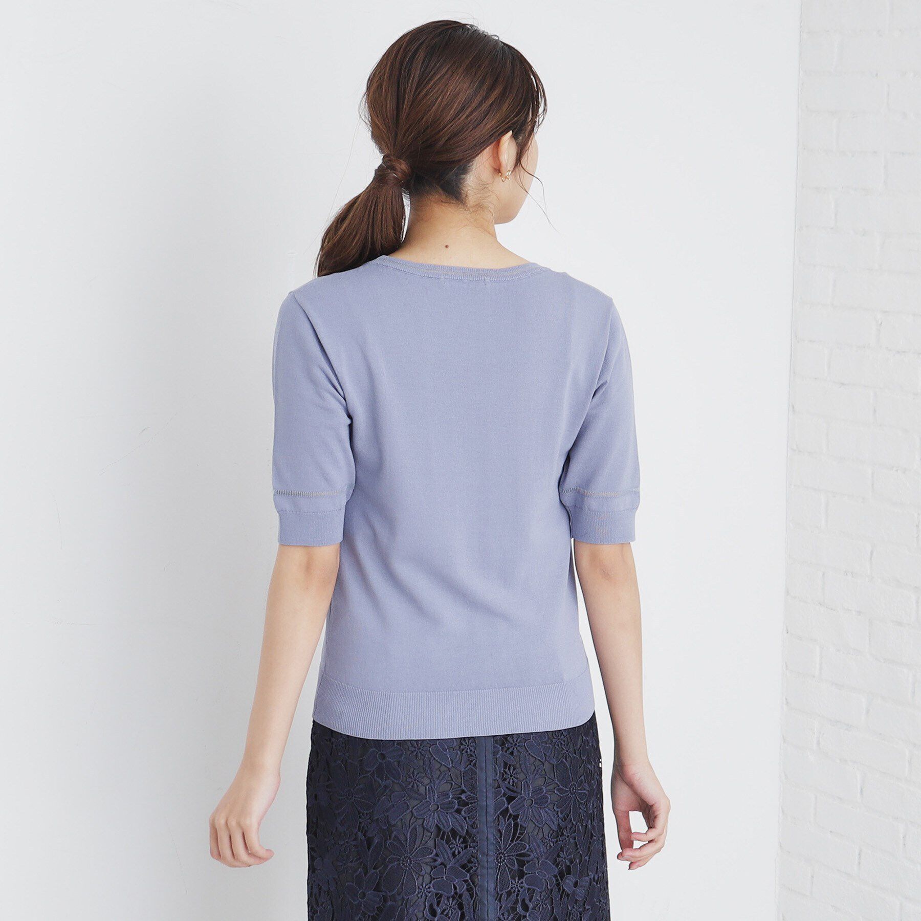 index「シアーラインデザインクルーネックニット/アンサンブル対応【洗濯機洗い可】」|ニット・セーター|