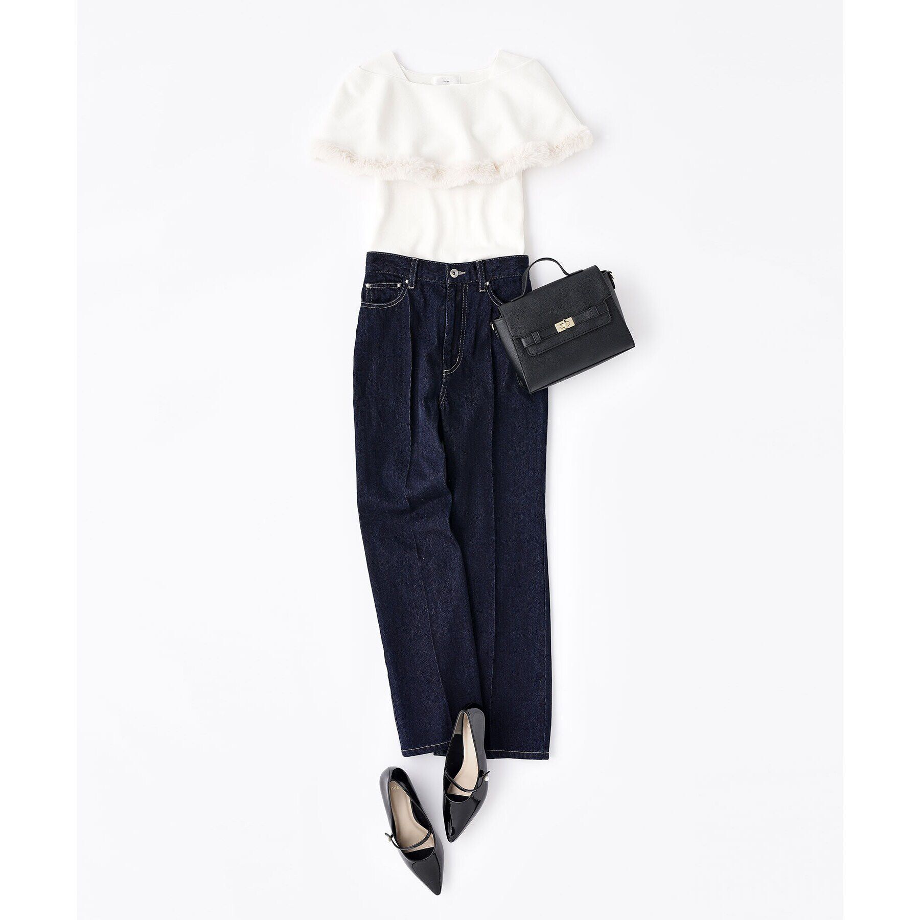 index「《美人百花掲載》ファートリミングケープニット【洗濯機洗い可】」|ニット・セーター|