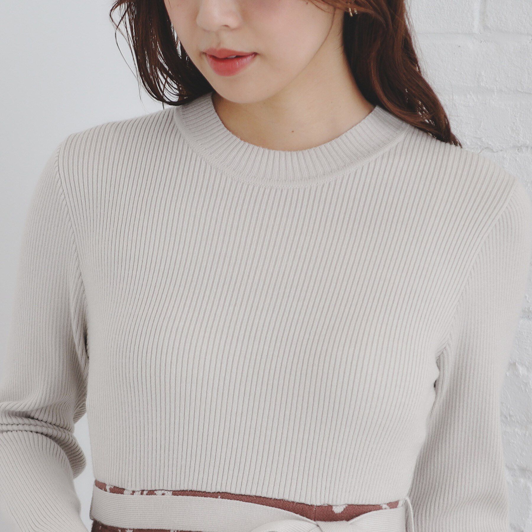 index「フラワージャカードフレアニットワンピース【洗濯機洗い可】」|ワンピース|