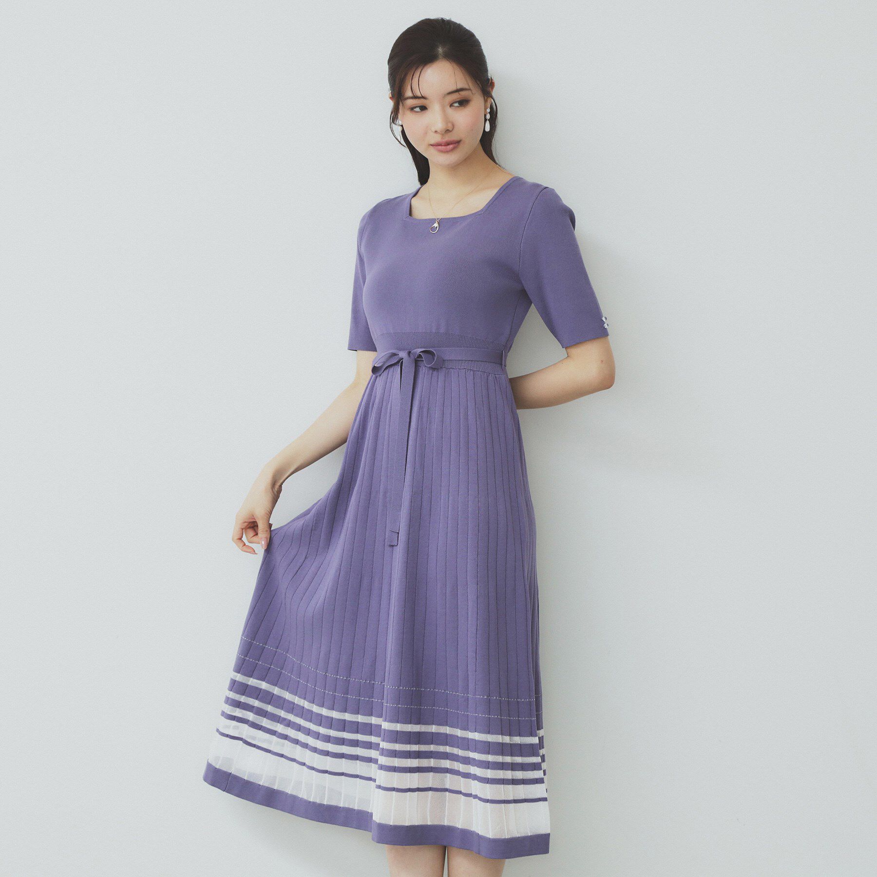 index「シアーラインニットワンピース【UV/洗濯機洗い可】」|ワンピース|パープル(881)