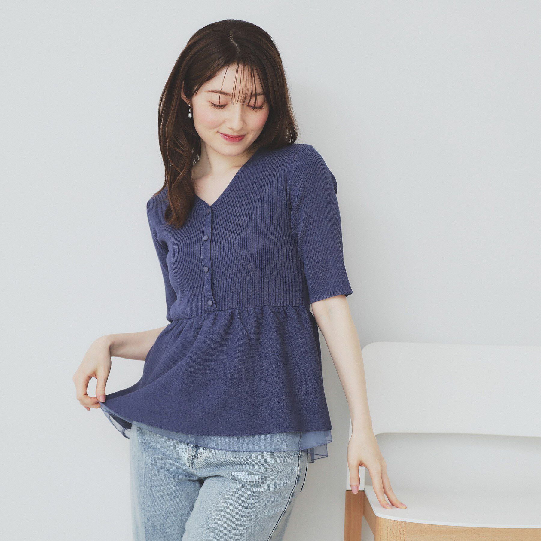 index「シアーレイヤードペプラムニット【洗濯機洗い可】」|ニット・セーター|