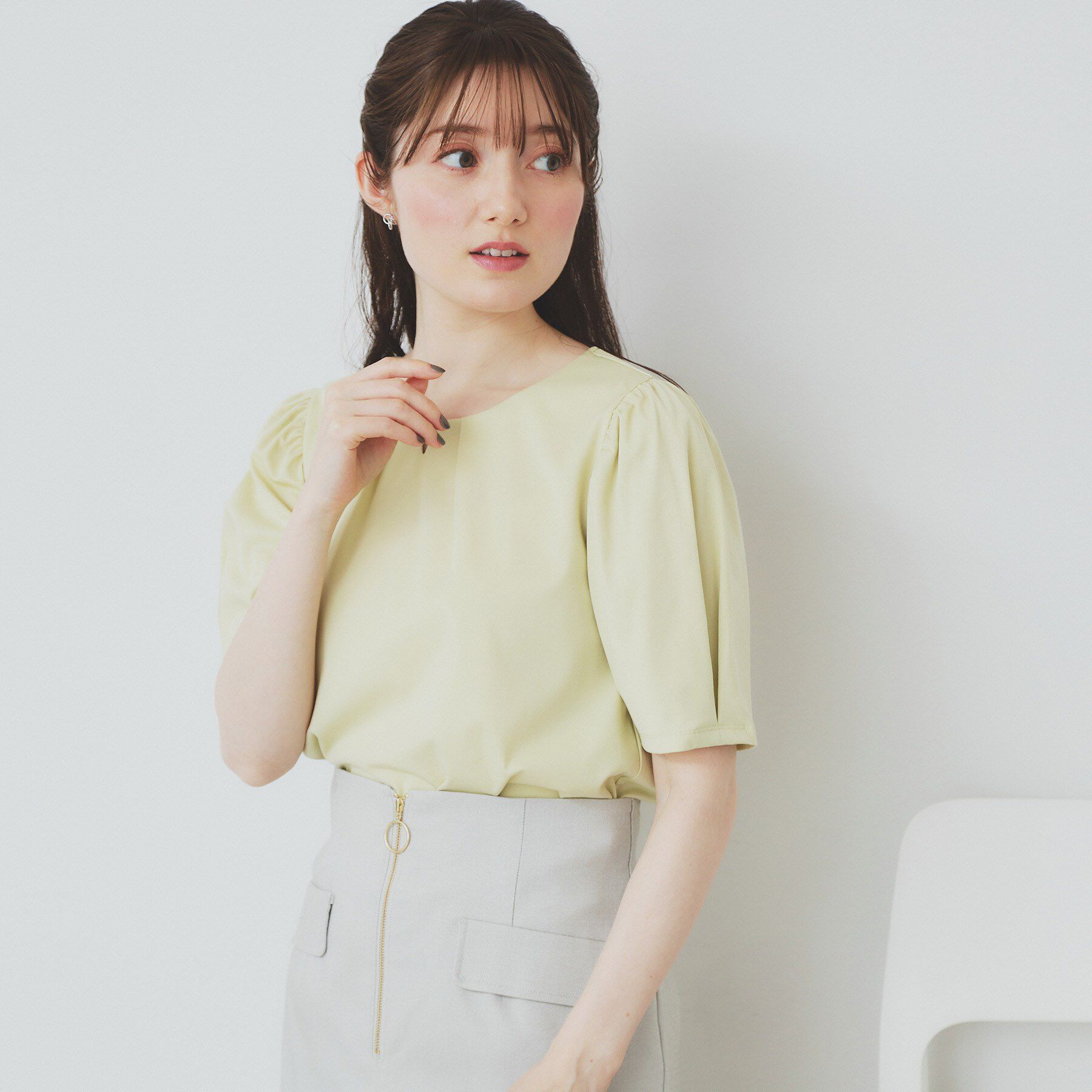 index「フロントパール調タックパフトップス【UV/接触冷感/洗濯機洗い可】」|Tシャツ・カットソー|