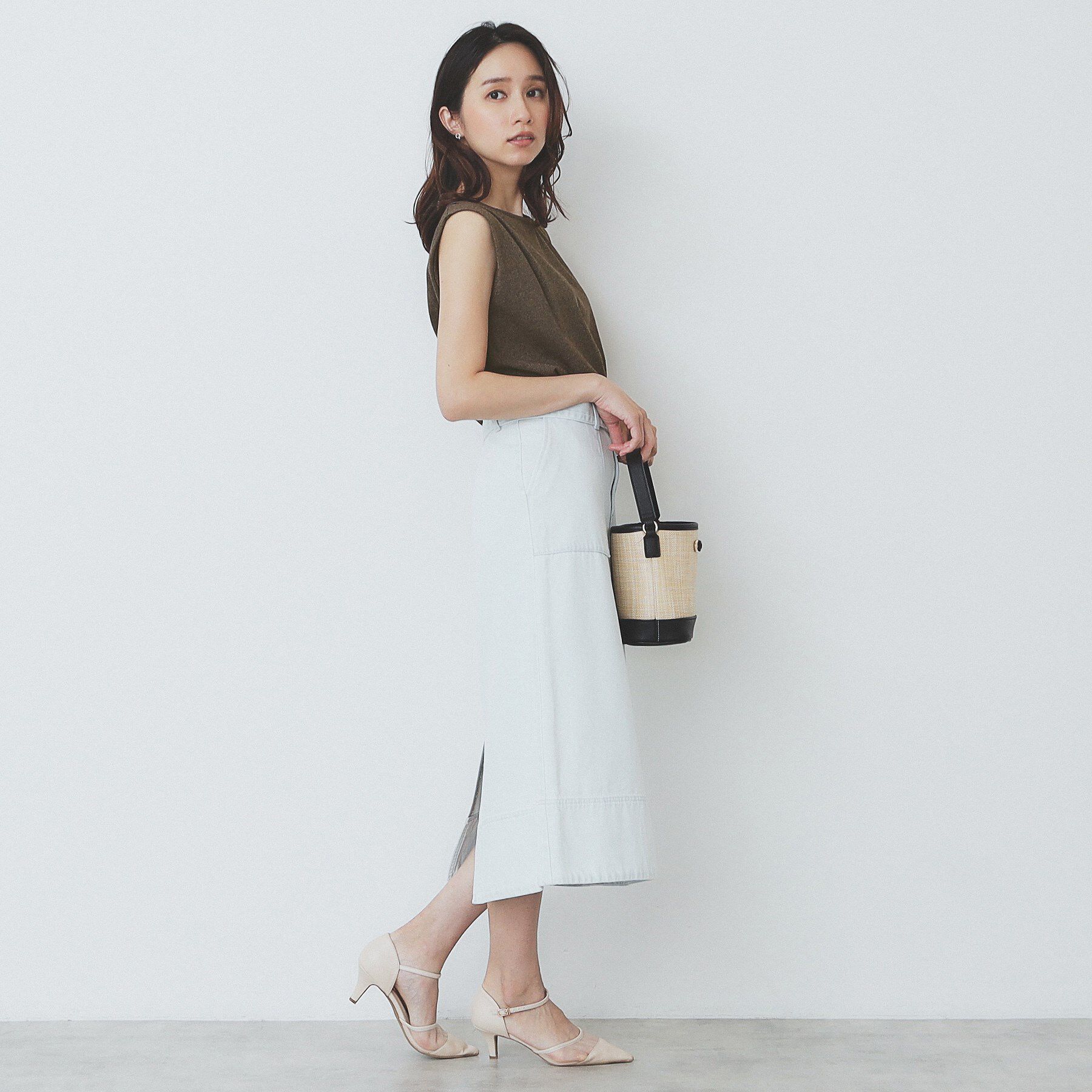 index「タックノースリーブニット【洗濯機洗い可/UVケア/抗ピル】」|Tシャツ・カットソー|