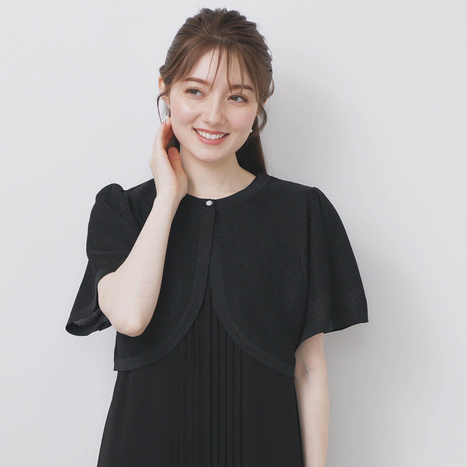 index「ビジュー釦ラメボレロカーディガン【洗濯機OK/抗ピル】」|カーディガン|ブラック(019)