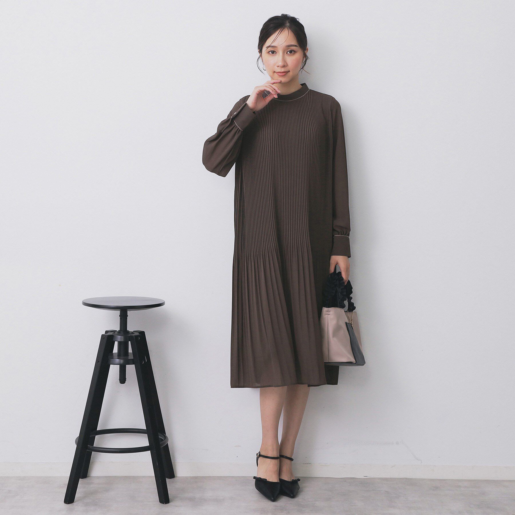 index「《5色展開/S-3Lサイズ》プリーツフレアワンピース【洗濯機OK/防シワ】」|ワンピース|