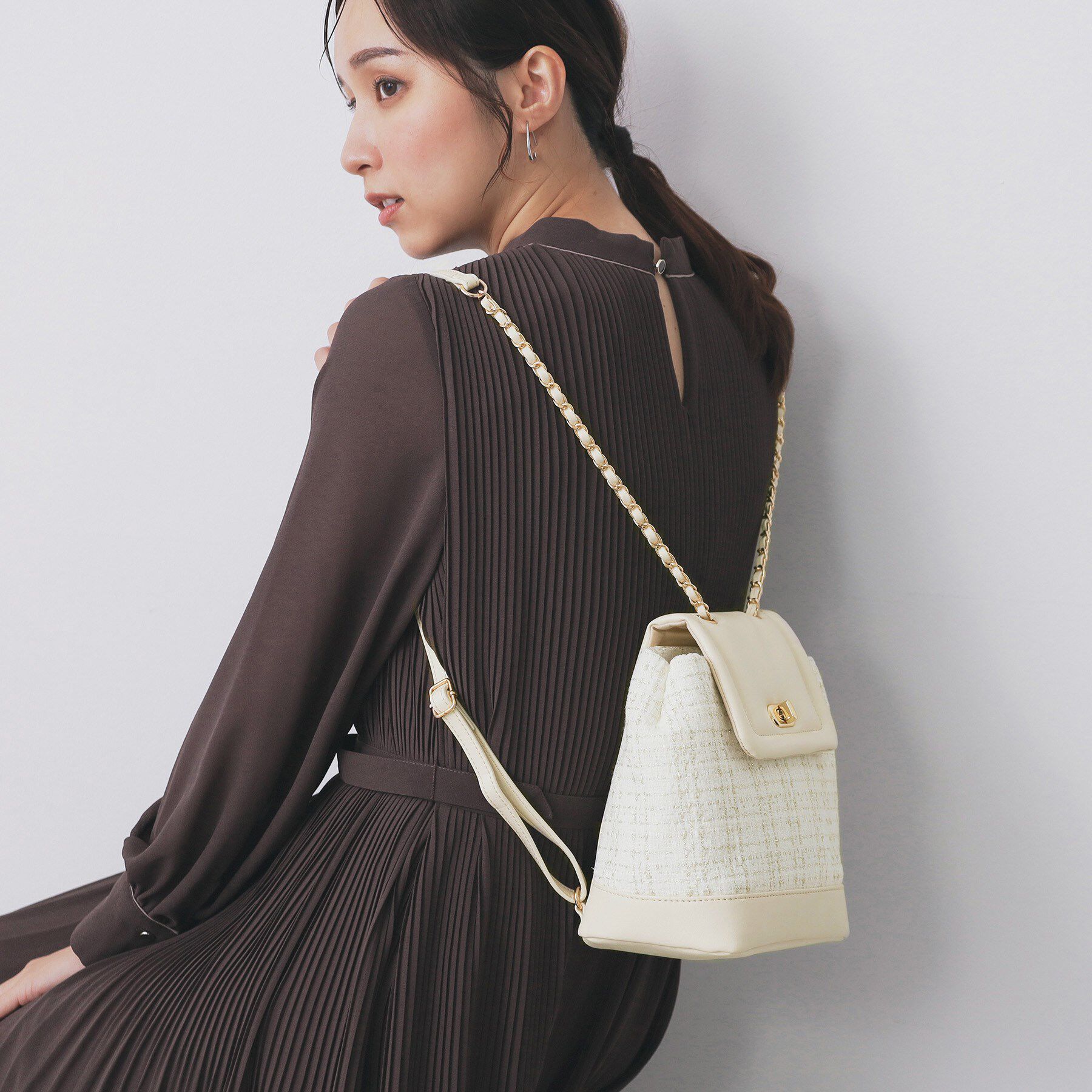 index「【長さ調整可能】ツイードミニリュック」|リュック|