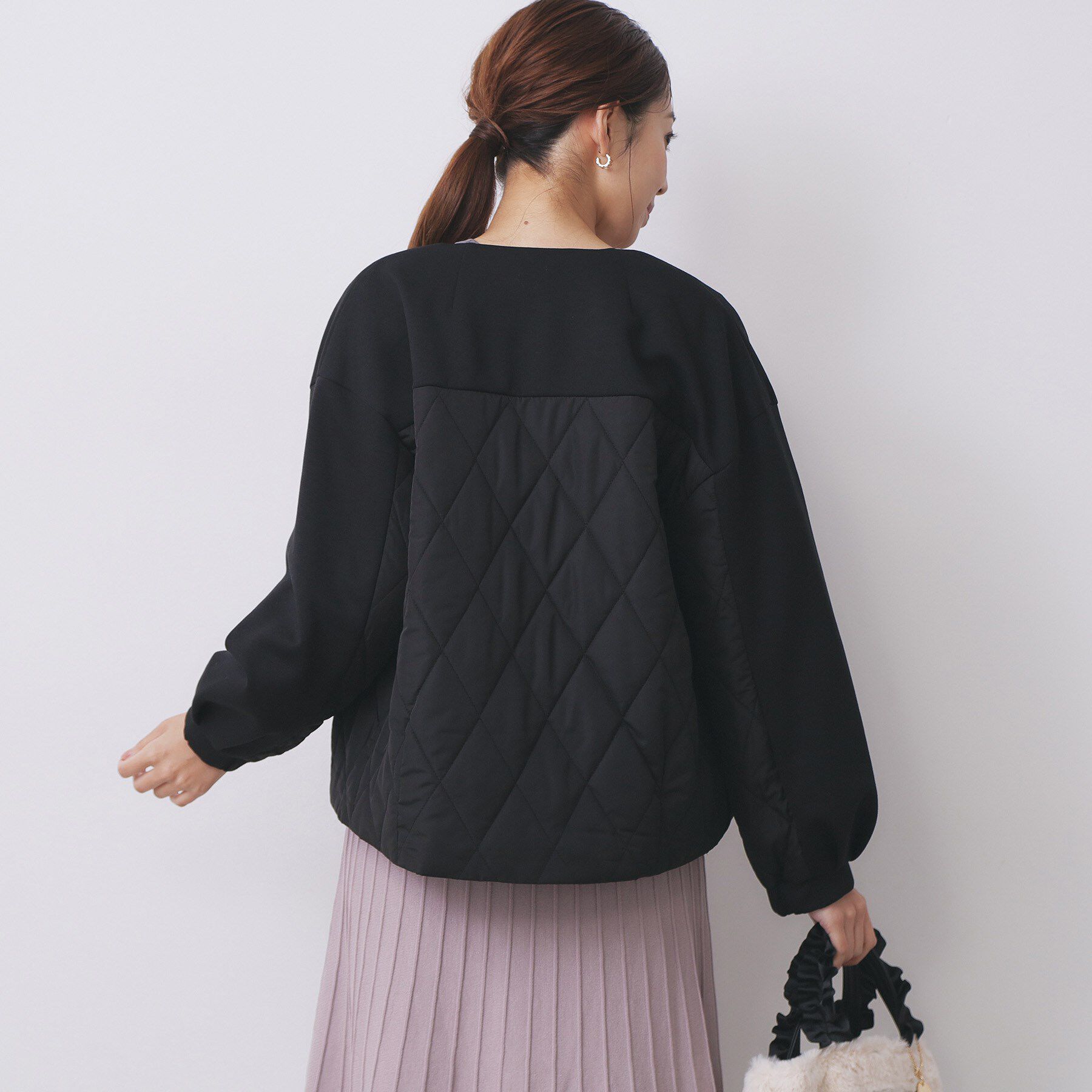 index「キルティング切替ノーカラーブルゾン【洗濯機OK】」|ブルゾン・スタジャン|