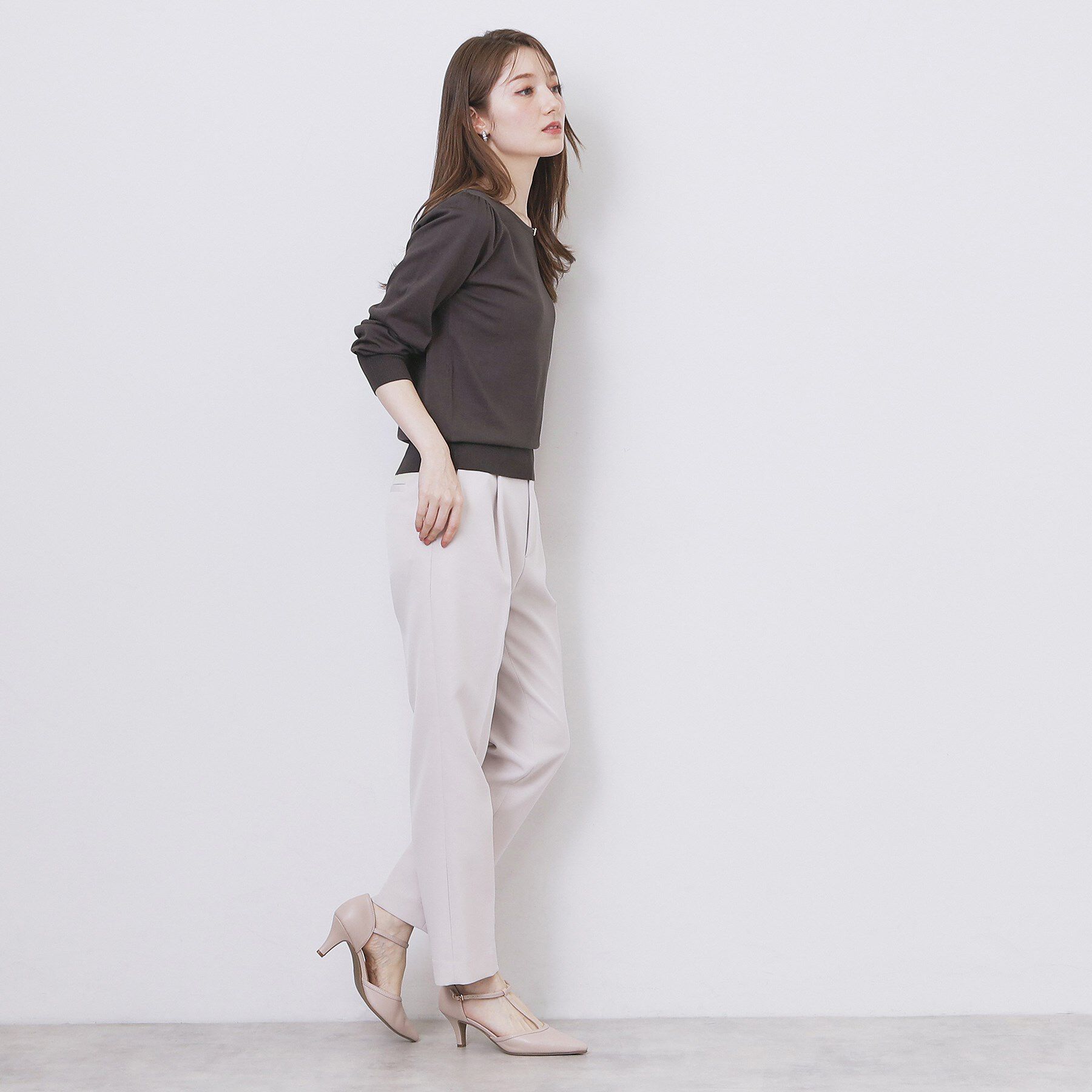 index「パール調パーツ付きクルーネックニット【洗濯機OK】《8col/XS～3L》」|ニット・セーター|