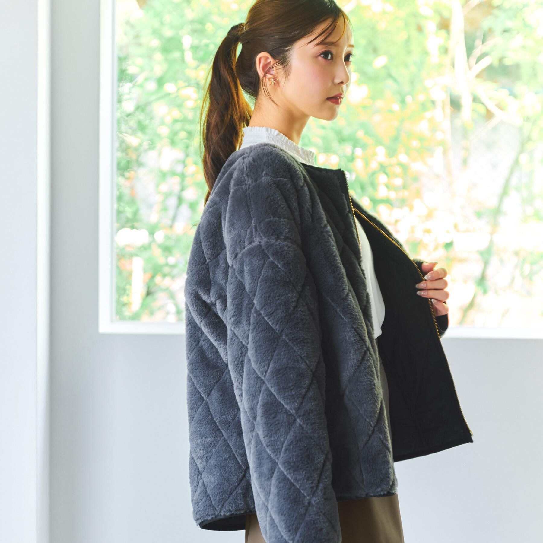 index「リバーシブル キルティングファーブルゾン【洗濯機OK】」|ブルゾン・スタジャン|