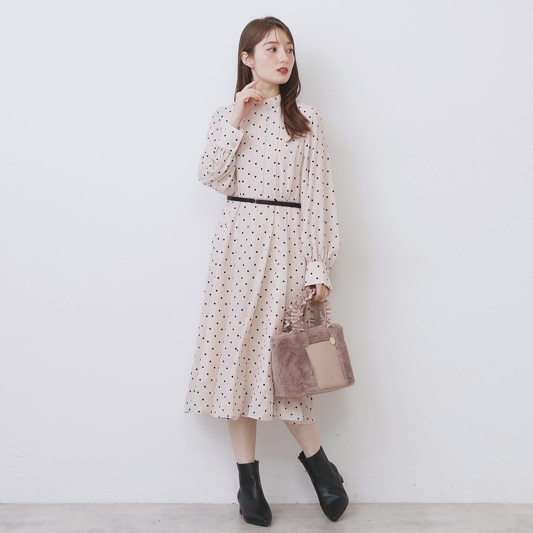 index「ドットデザインタックワンピース【洗濯機OK/イージーアイロン】」|ワンピース|