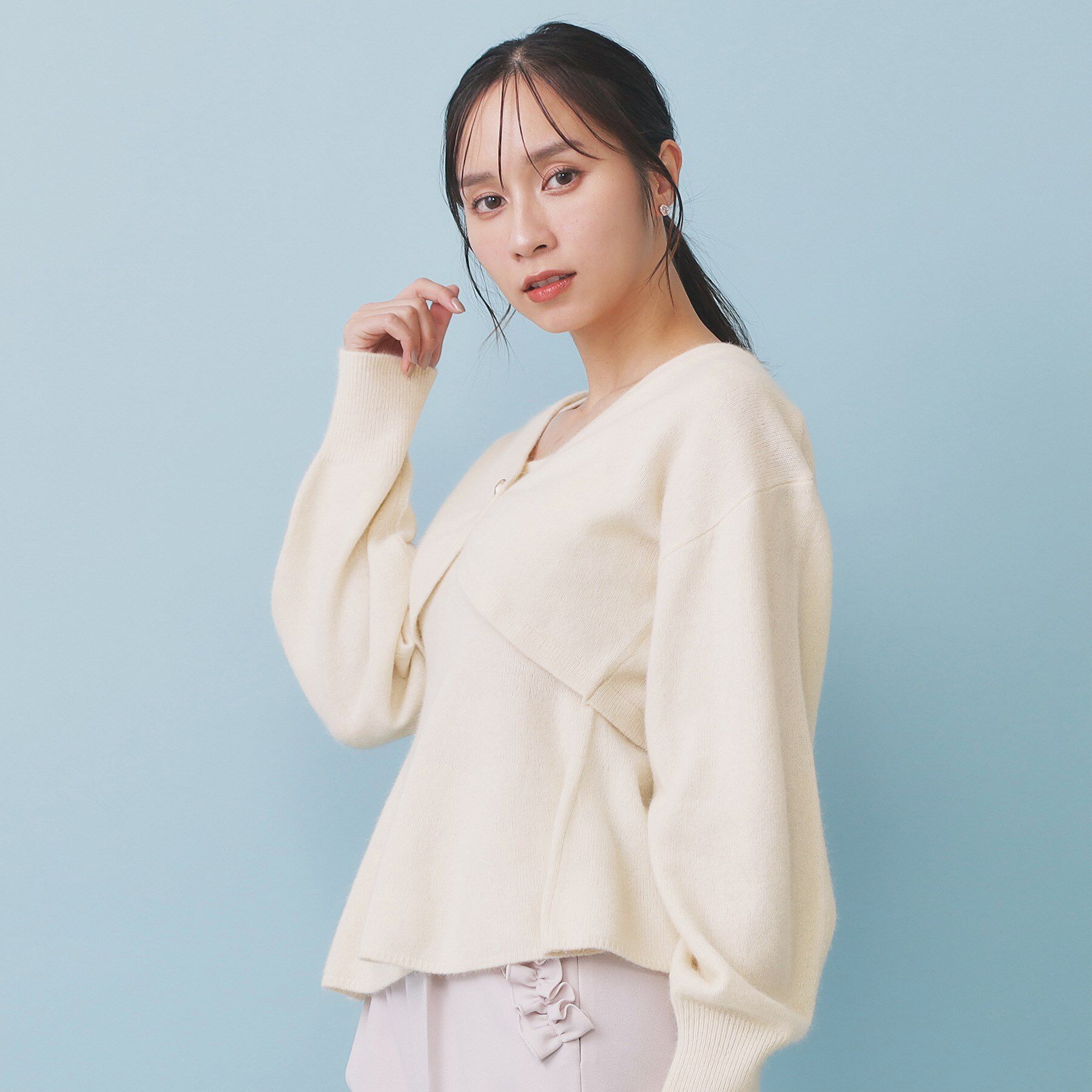 index「ハート釦ニットボレロ/アンサンブル対応【洗える】」|カーディガン|