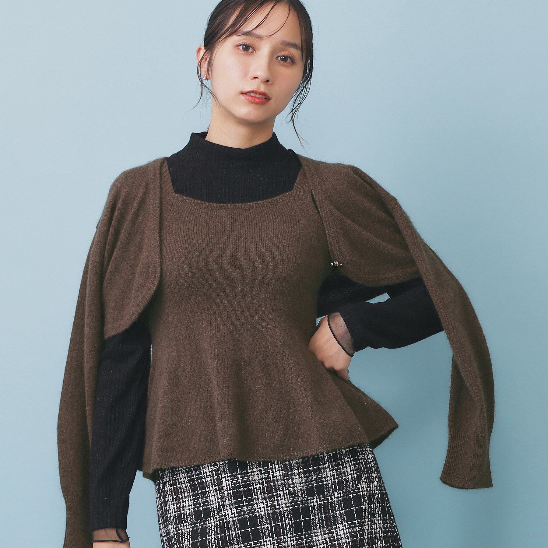 index「ハート釦ニットボレロ/アンサンブル対応【洗える】」|カーディガン|