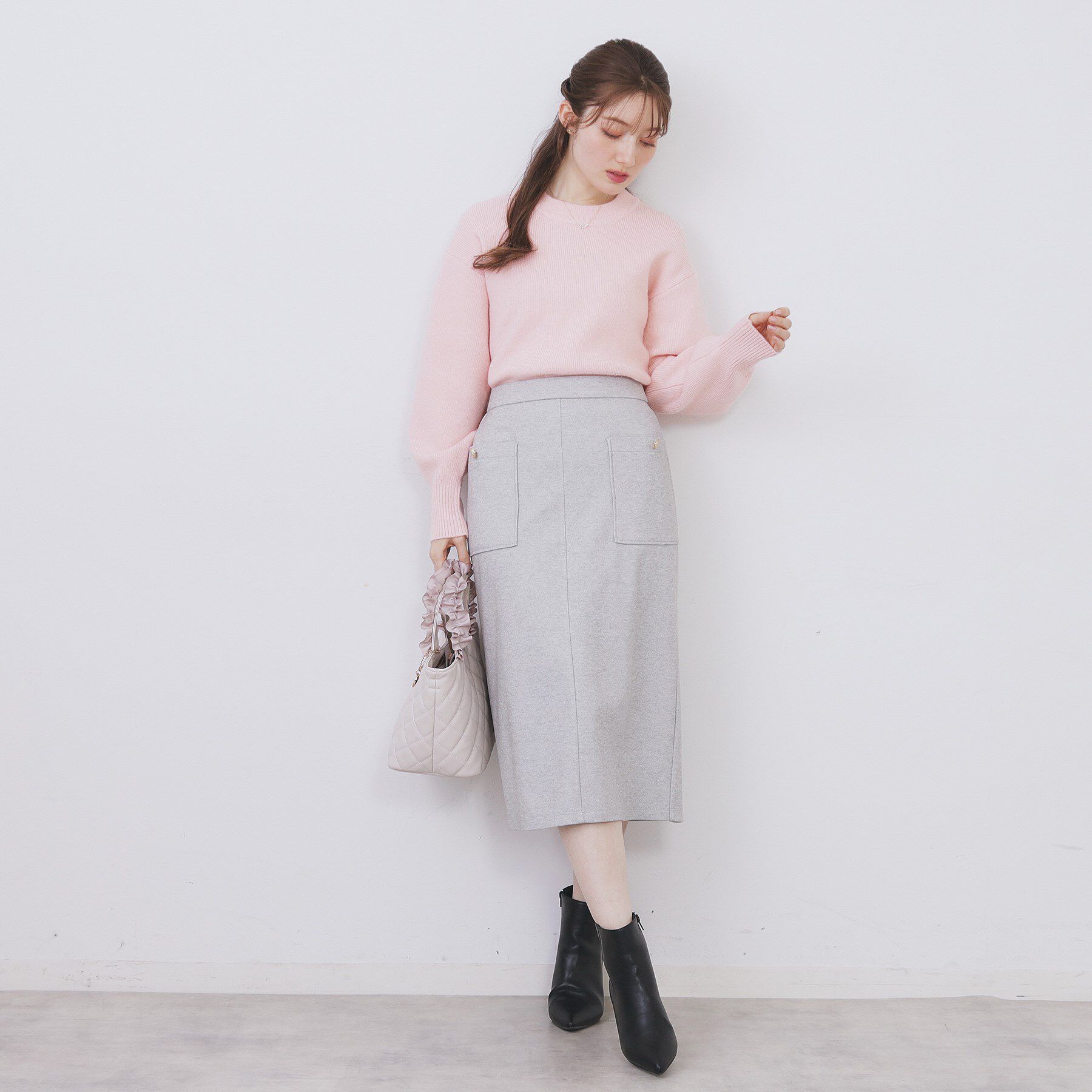 index「モックネックボクシーラメニット【洗濯機OK】《7col》」|ニット・セーター|