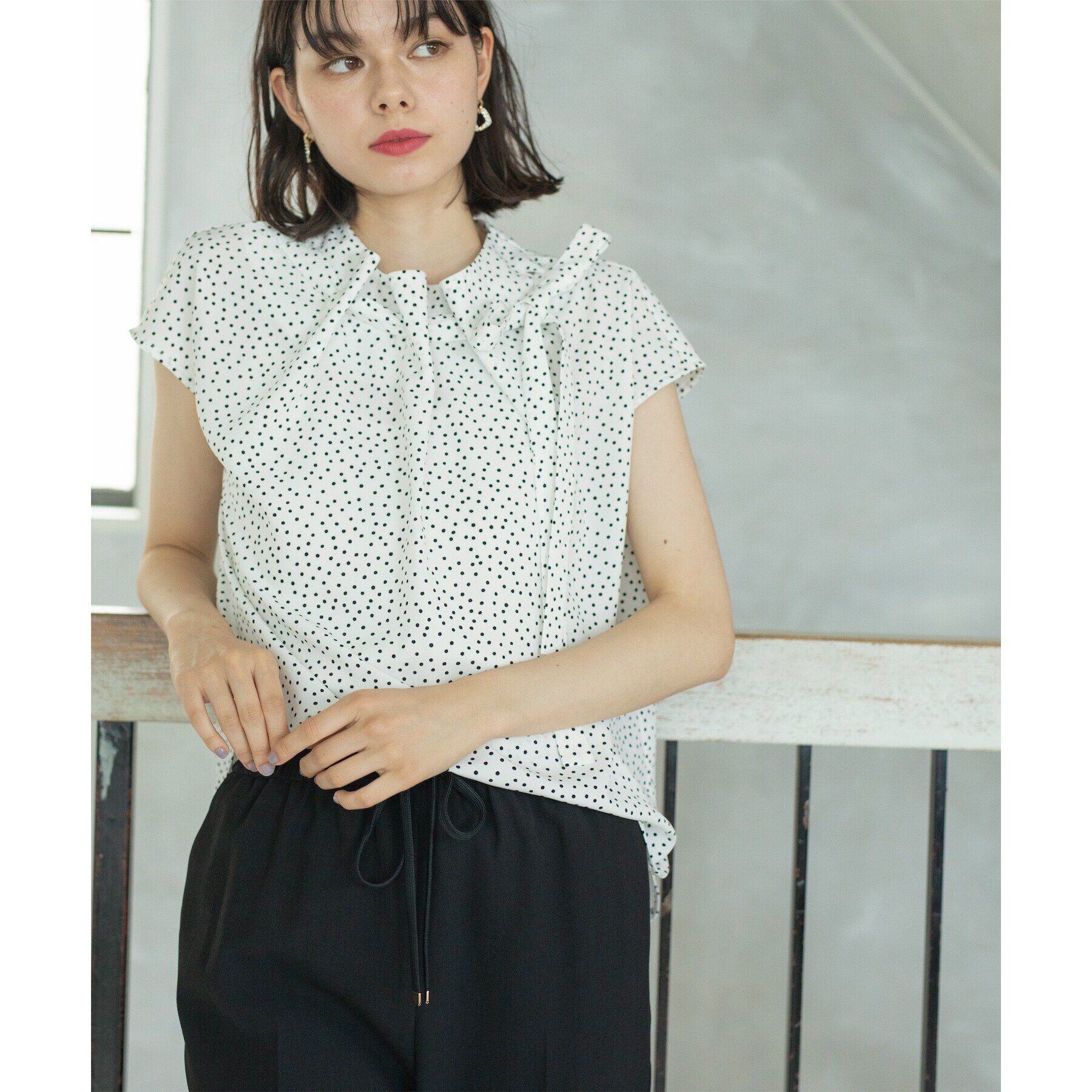 OPAQUE.CLIP「ドットボウタイブラウス【洗濯機洗い可】」|シャツ・ブラウス|