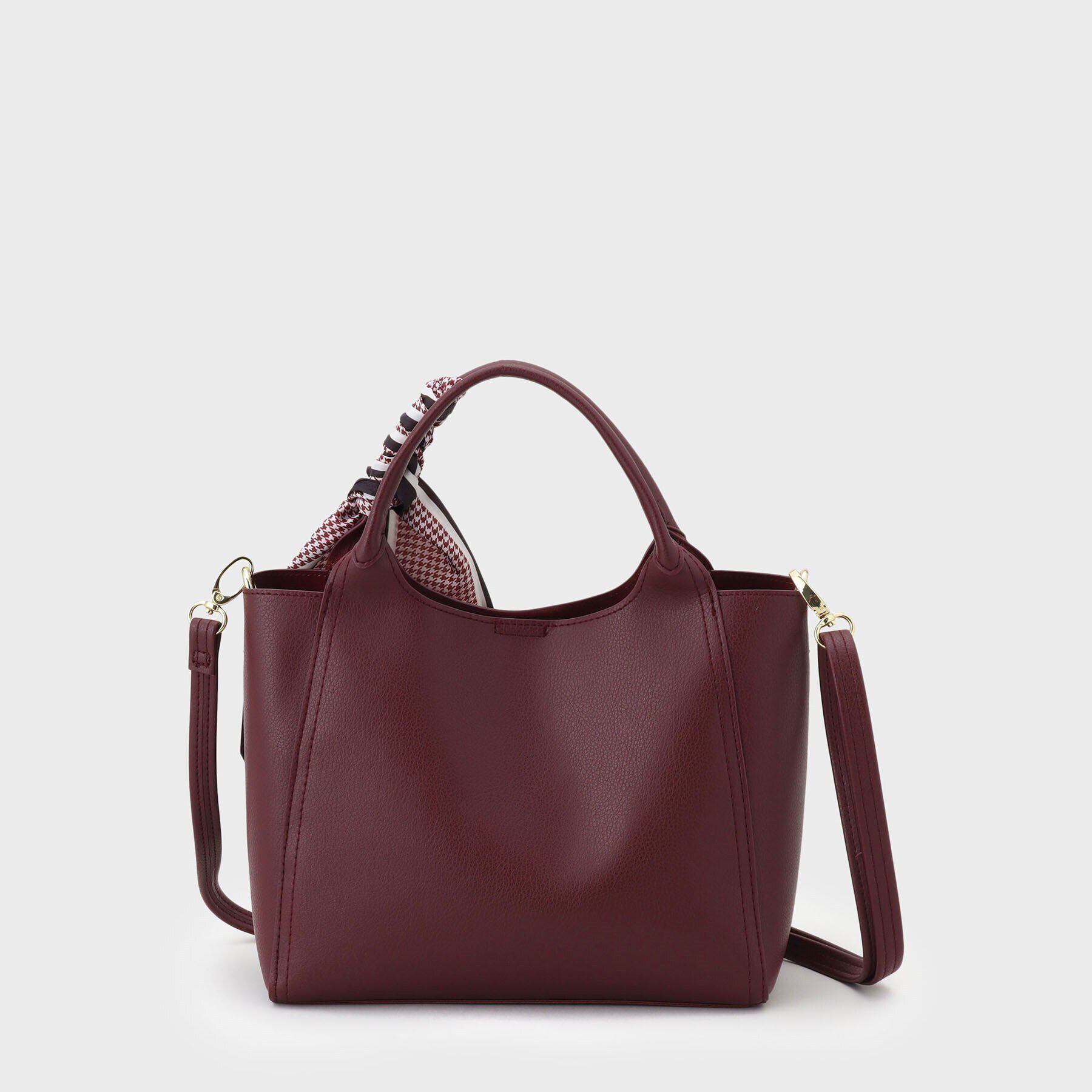 OPAQUE.CLIP「【2WAY】千鳥柄スカーフ付き合皮ミドルトートバッグ」|トートバッグ|