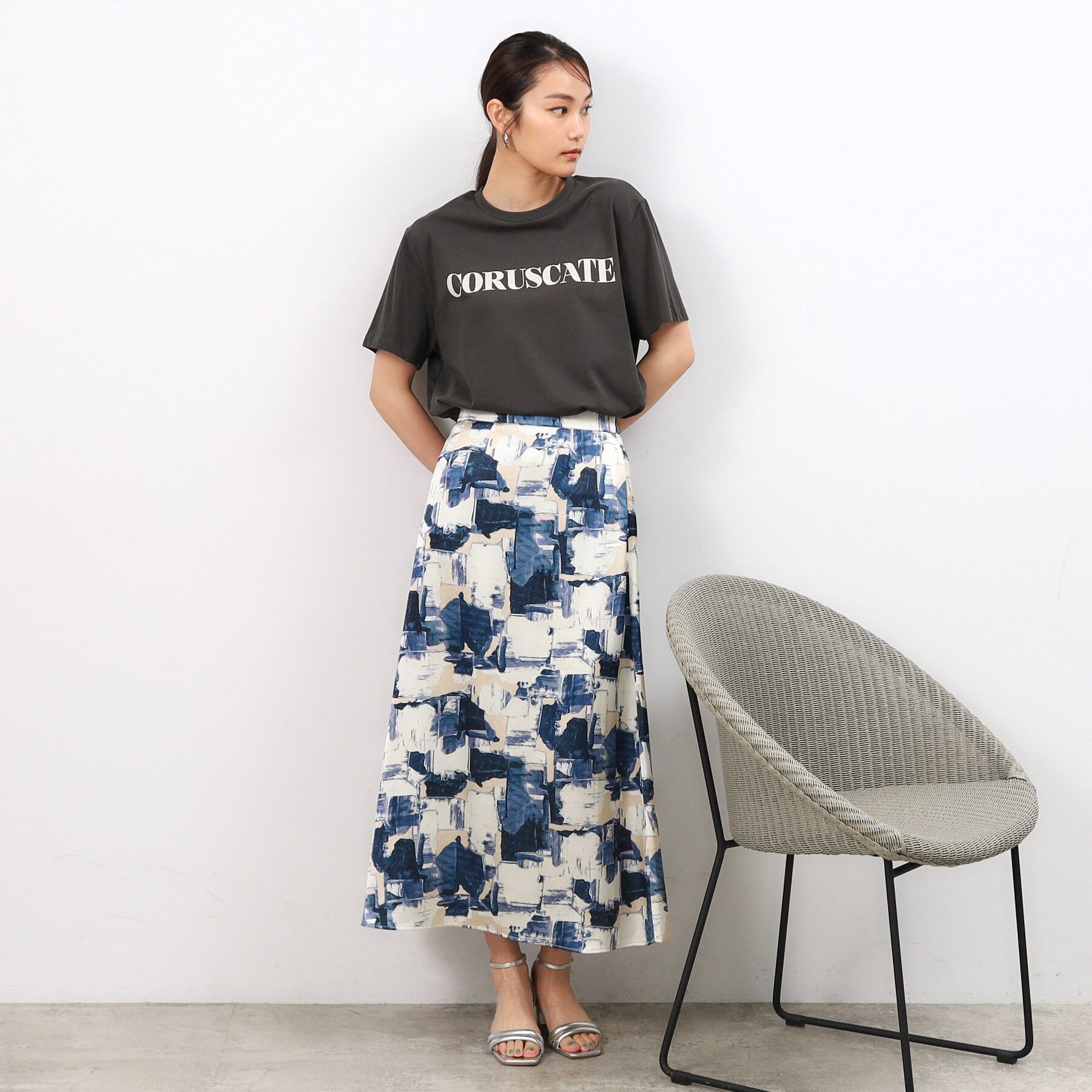 OPAQUE.CLIP「サイドスリットロゴTシャツ【洗濯機洗い可】」|Tシャツ・カットソー|